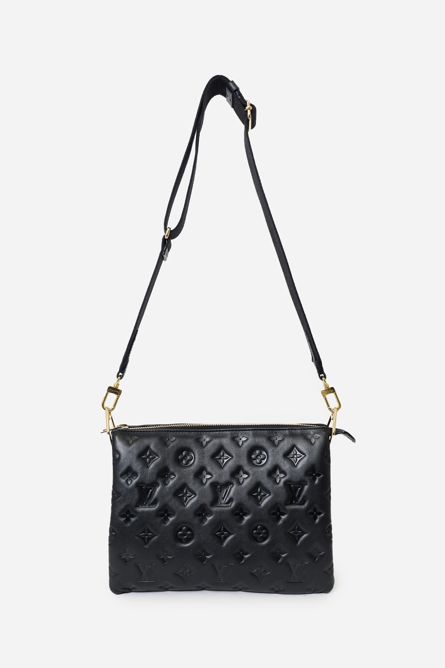 Louis Vuitton Black Monogram Embossed Leather Puffy Coussin PM