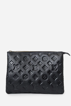 Louis Vuitton Black Monogram Embossed Leather Puffy Coussin PM