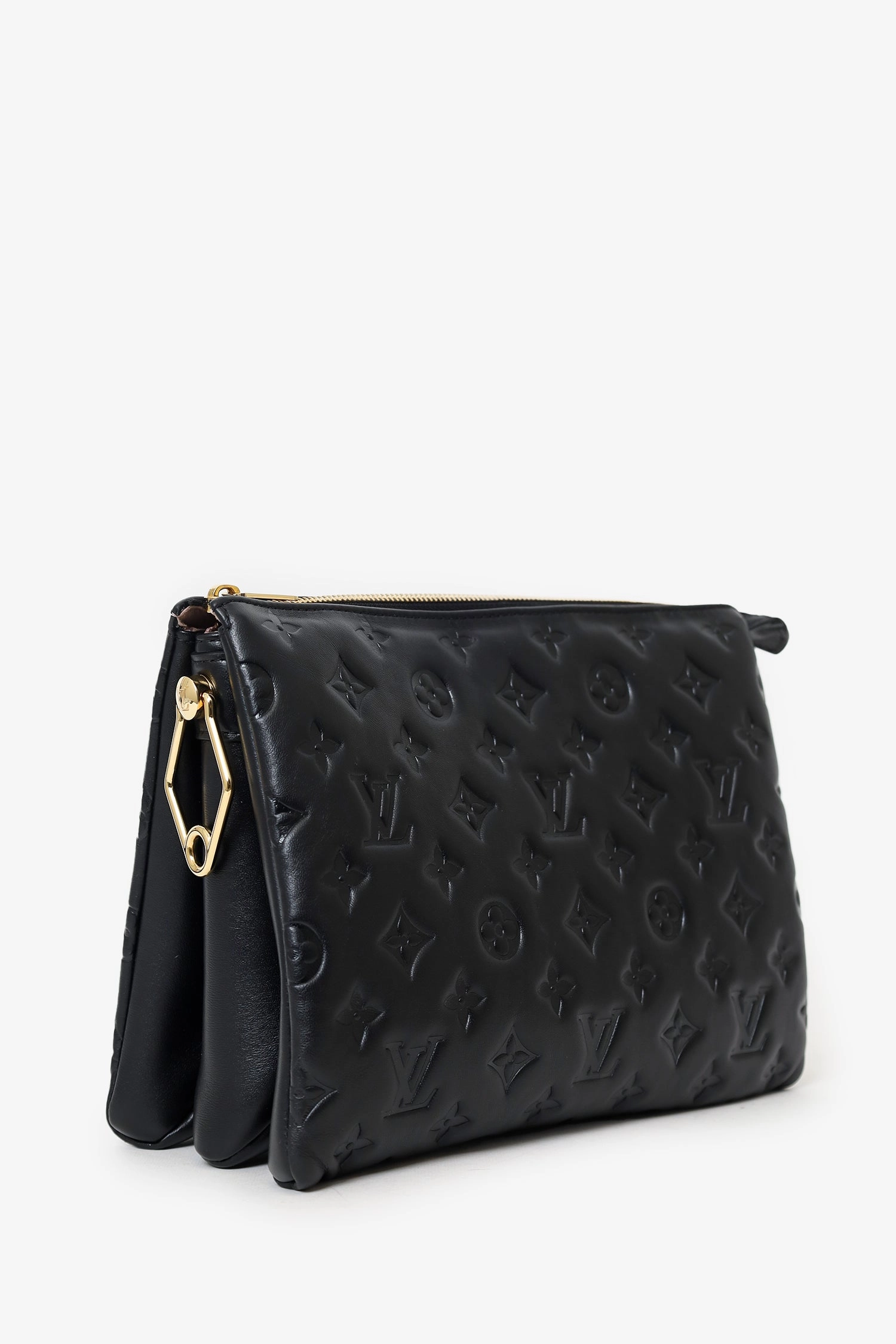 Louis Vuitton Black Monogram Embossed Leather Puffy Coussin PM