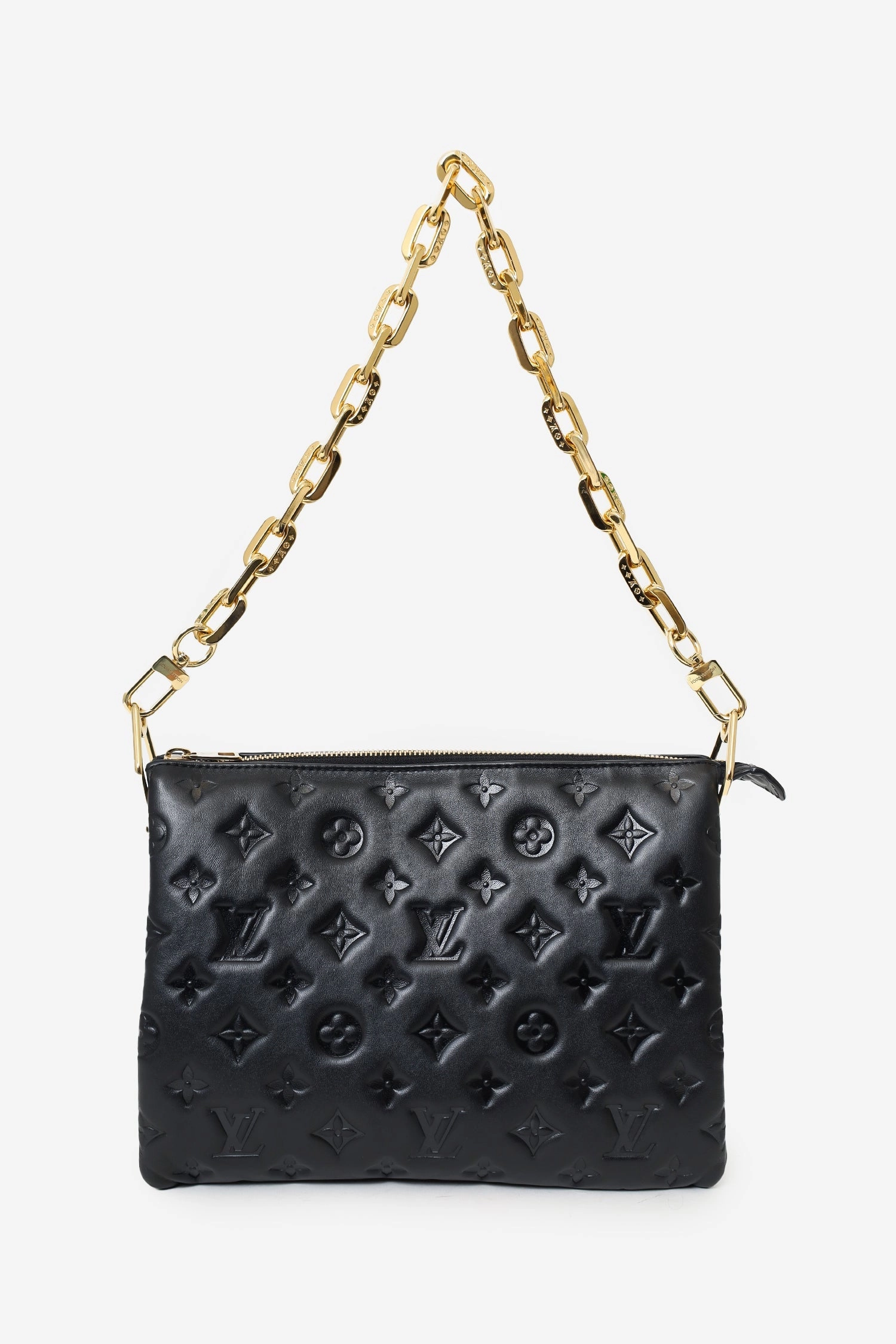 Louis Vuitton Black Monogram Embossed Leather Puffy Coussin PM