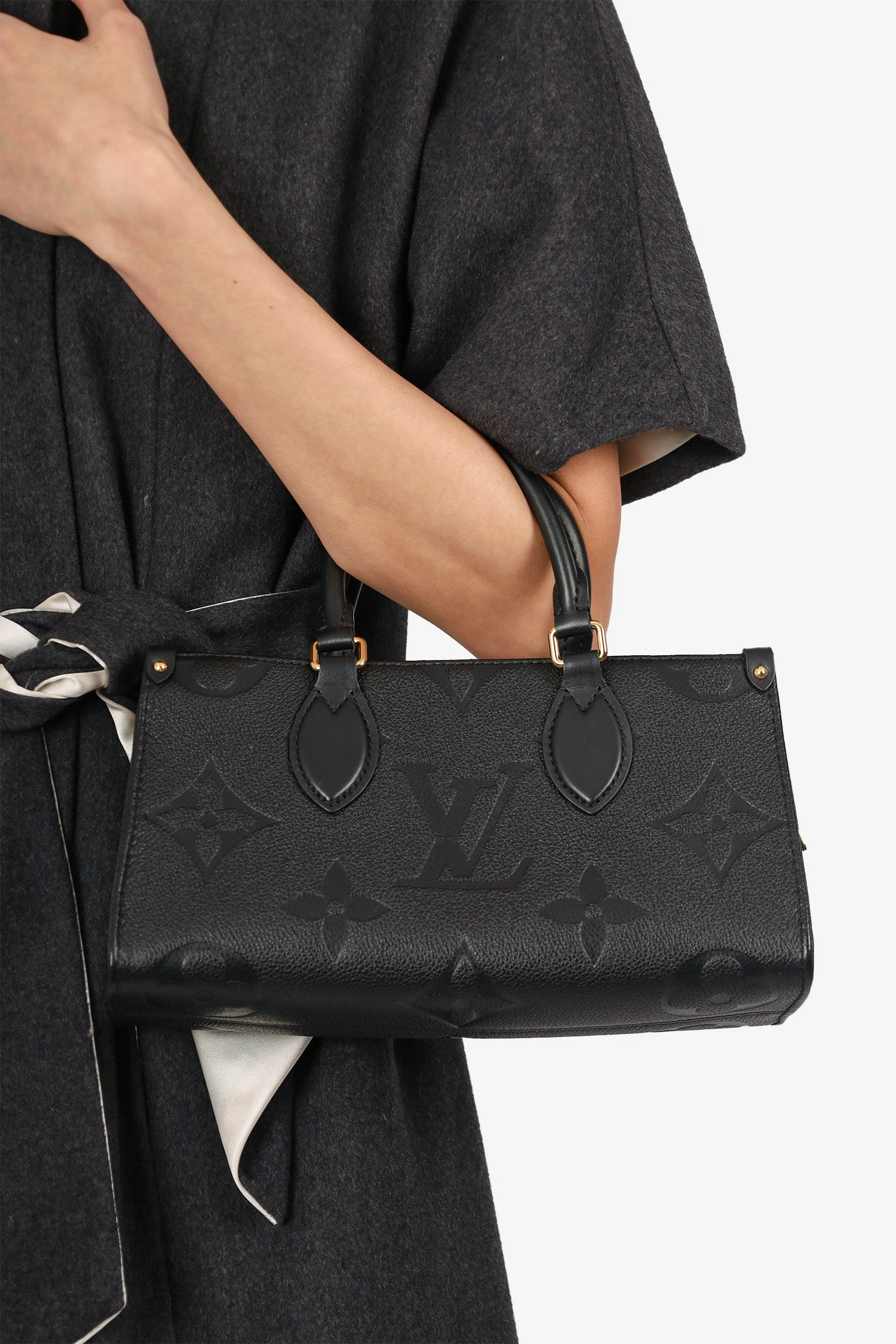 Louis Vuitton Black Monogram Empreinte Leather 'On The Go' Bag with Strap