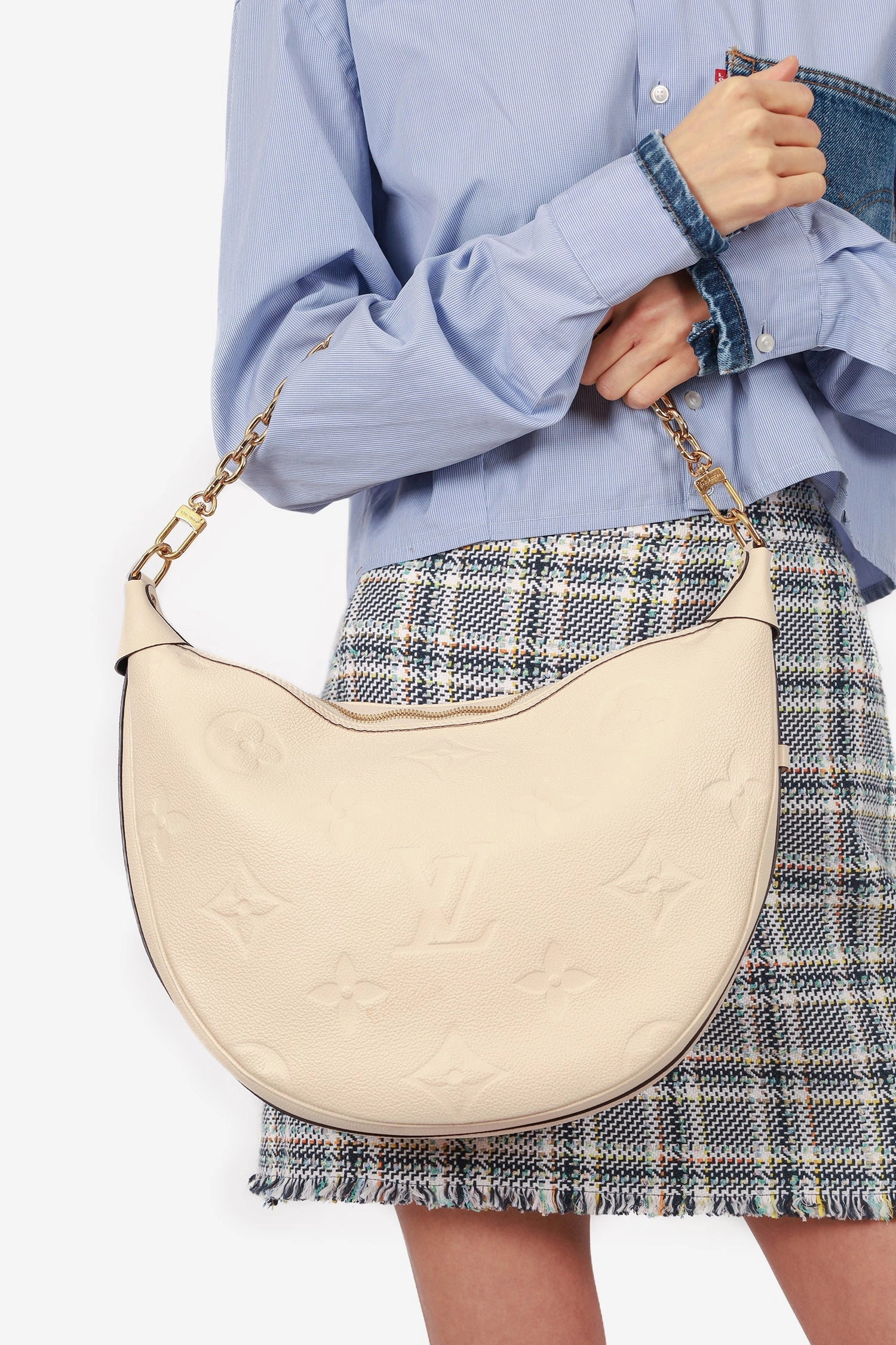 Louis Vuitton Cream Loop Hobo Bag with Strap