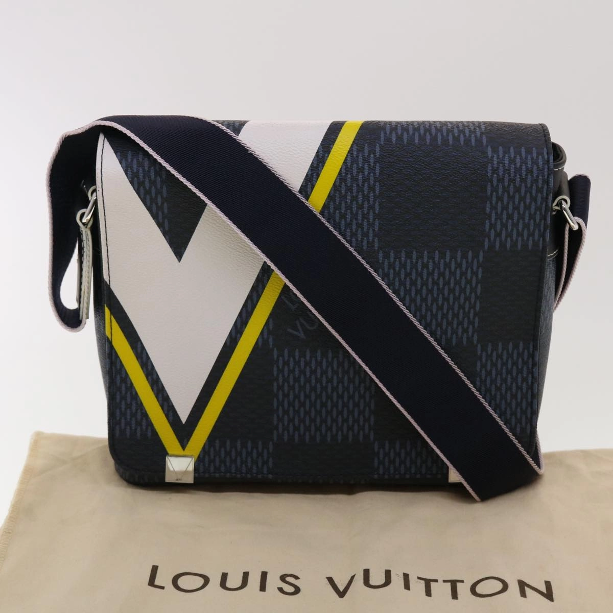 LOUIS VUITTON Damier Cobalt District PM Shoulder Bag N44002 LV 39375