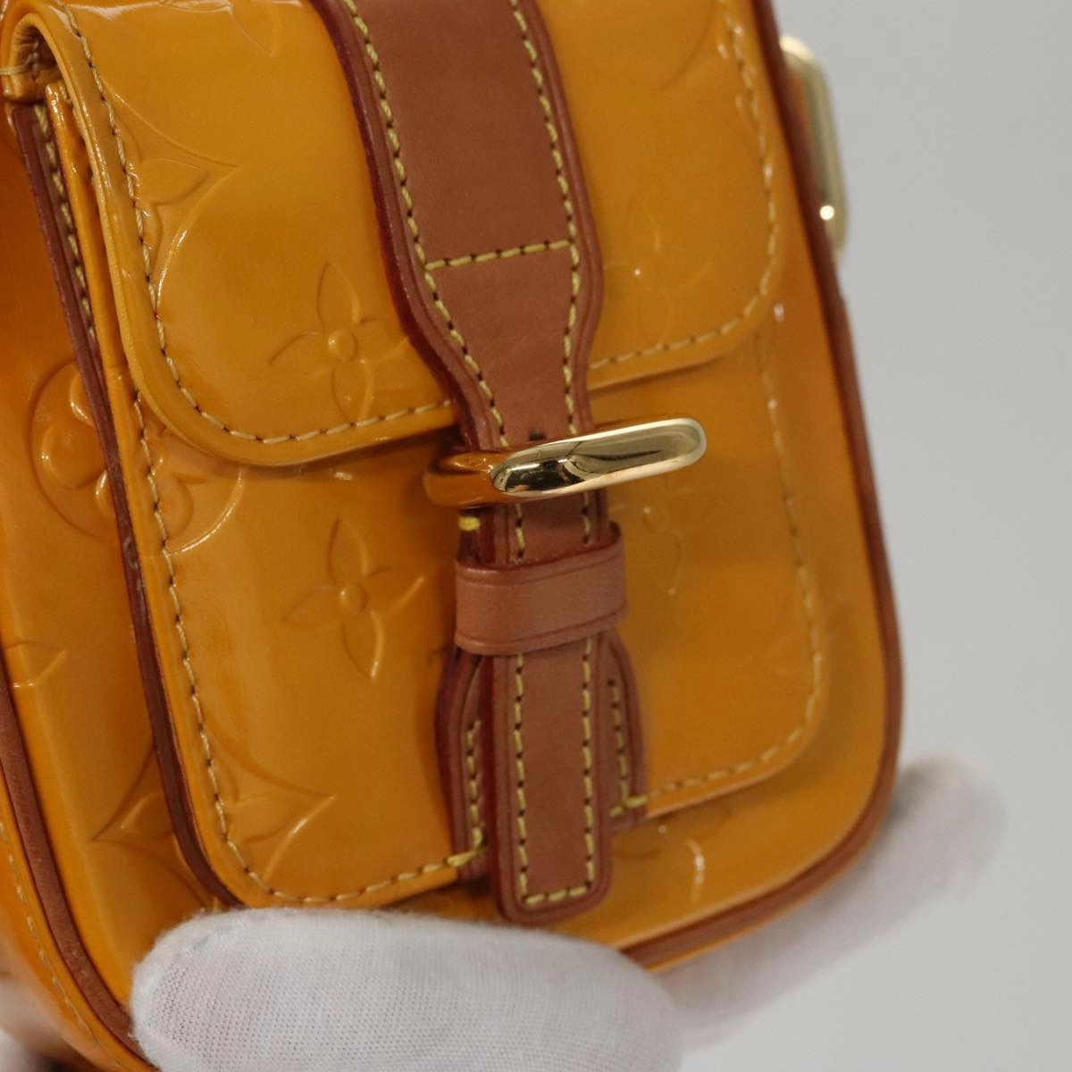 LOUIS VUITTON Monogram Vernis Christie PM Shoulder Bag Yellow M91110 105496
