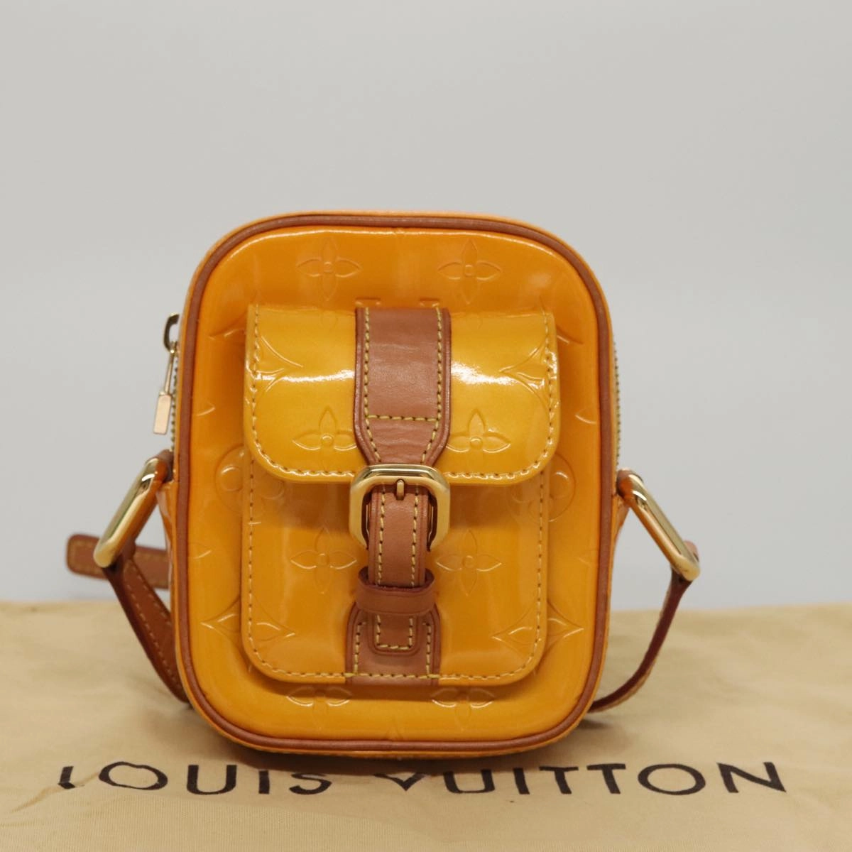 LOUIS VUITTON Monogram Vernis Christie PM Shoulder Bag Yellow M91110 105496