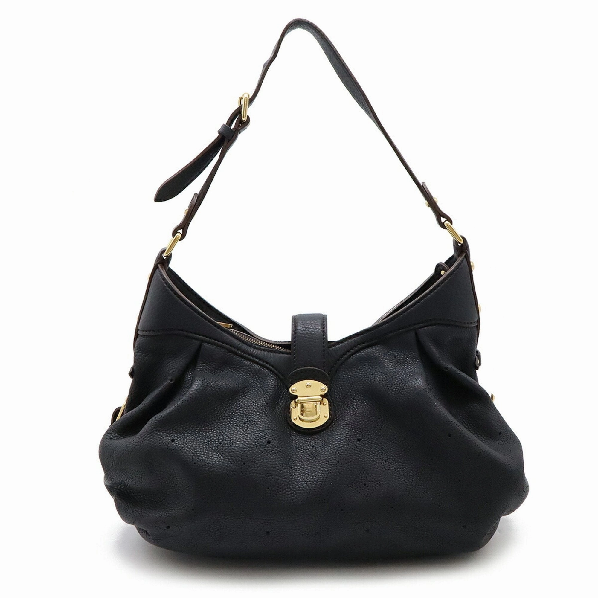 Louis Vuitton Noir Leather Shoulder Bag (Pre-Owned)