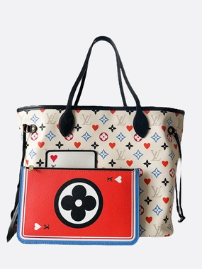 Louis Vuitton White Game On Monogram Neverfull MM