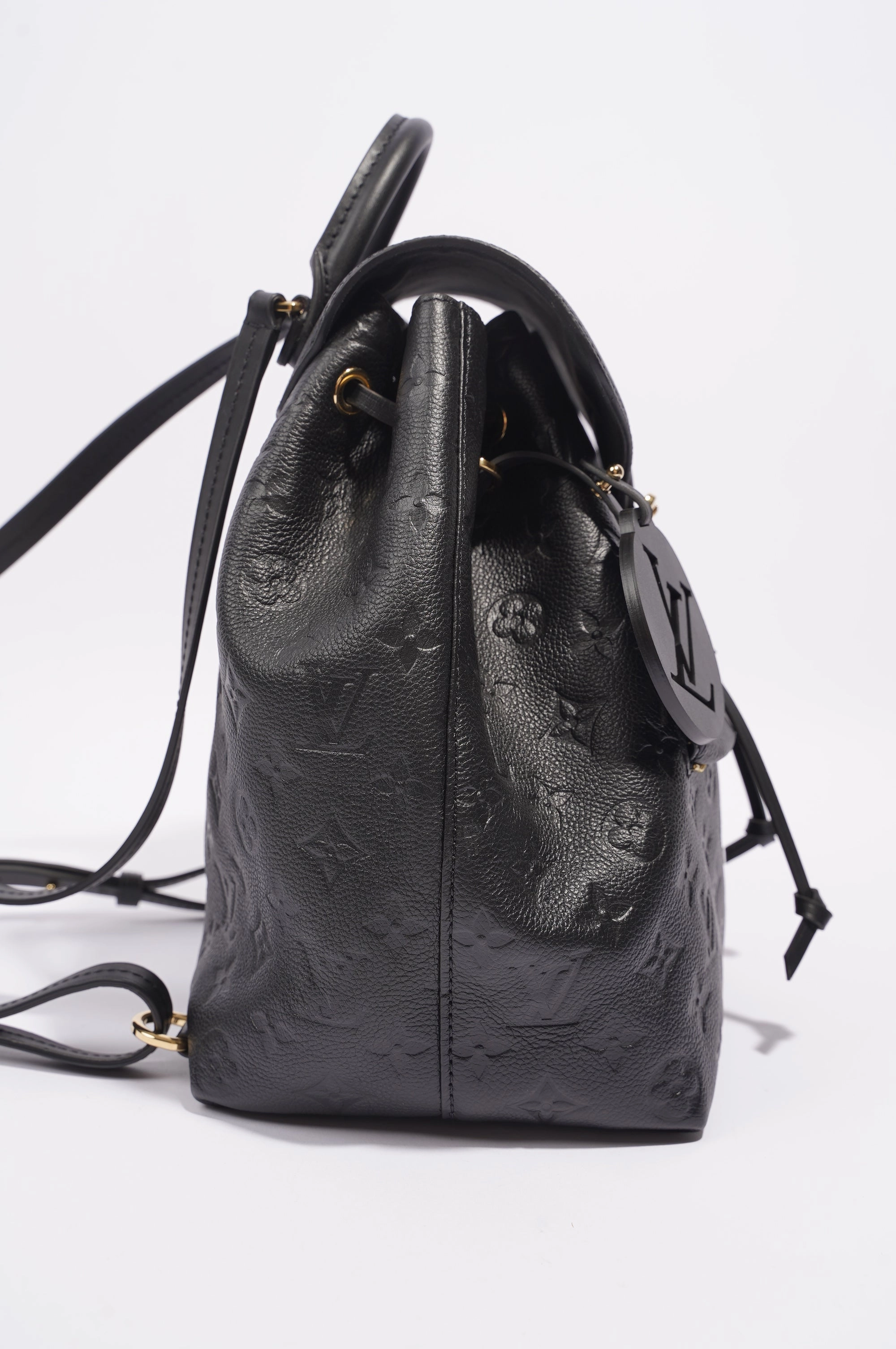 Louis Vuitton Womens Montsouris Backpack Daypack Black Leather PM