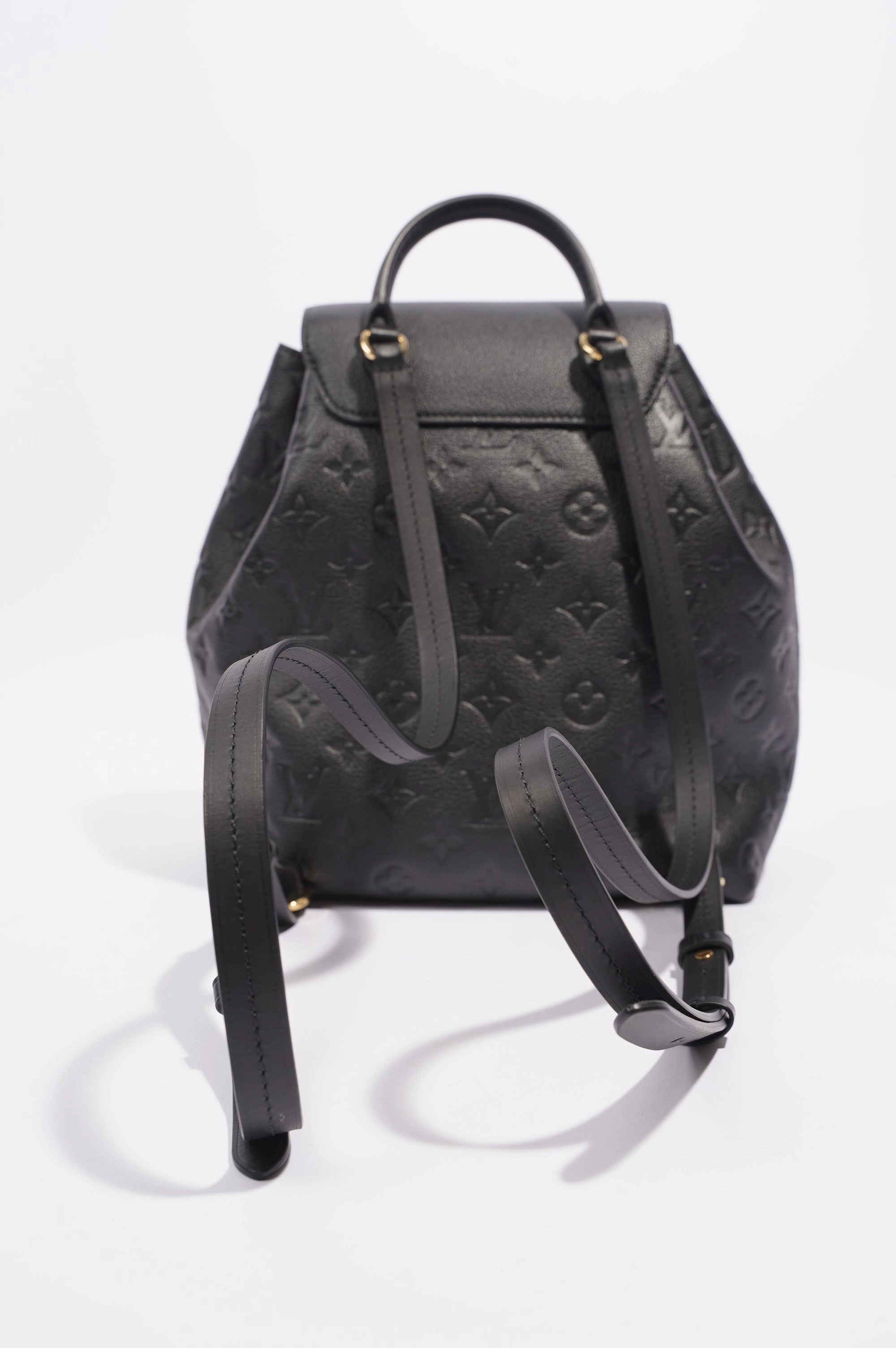 Louis Vuitton Womens Montsouris Backpack Daypack Black Leather PM