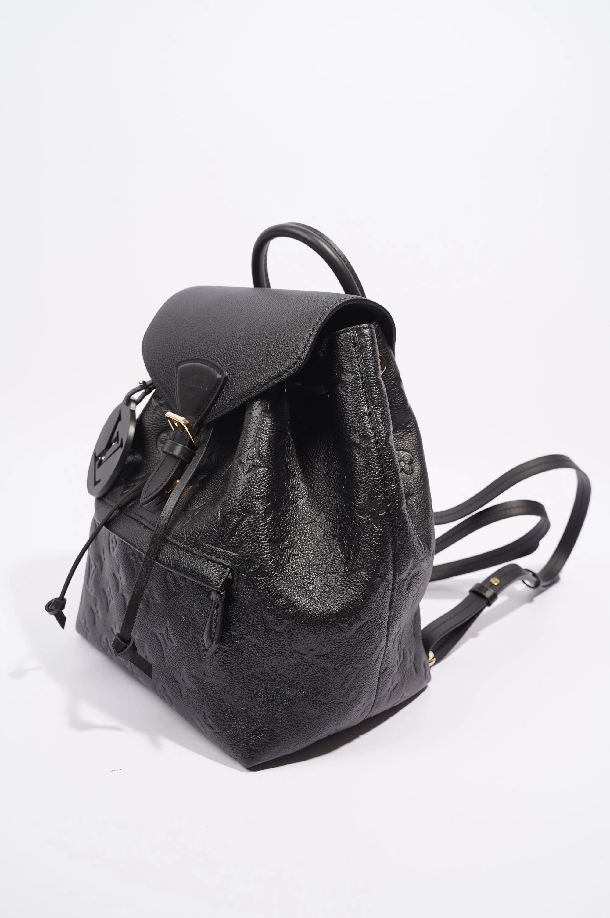 Louis Vuitton Womens Montsouris Backpack Daypack Black Leather PM