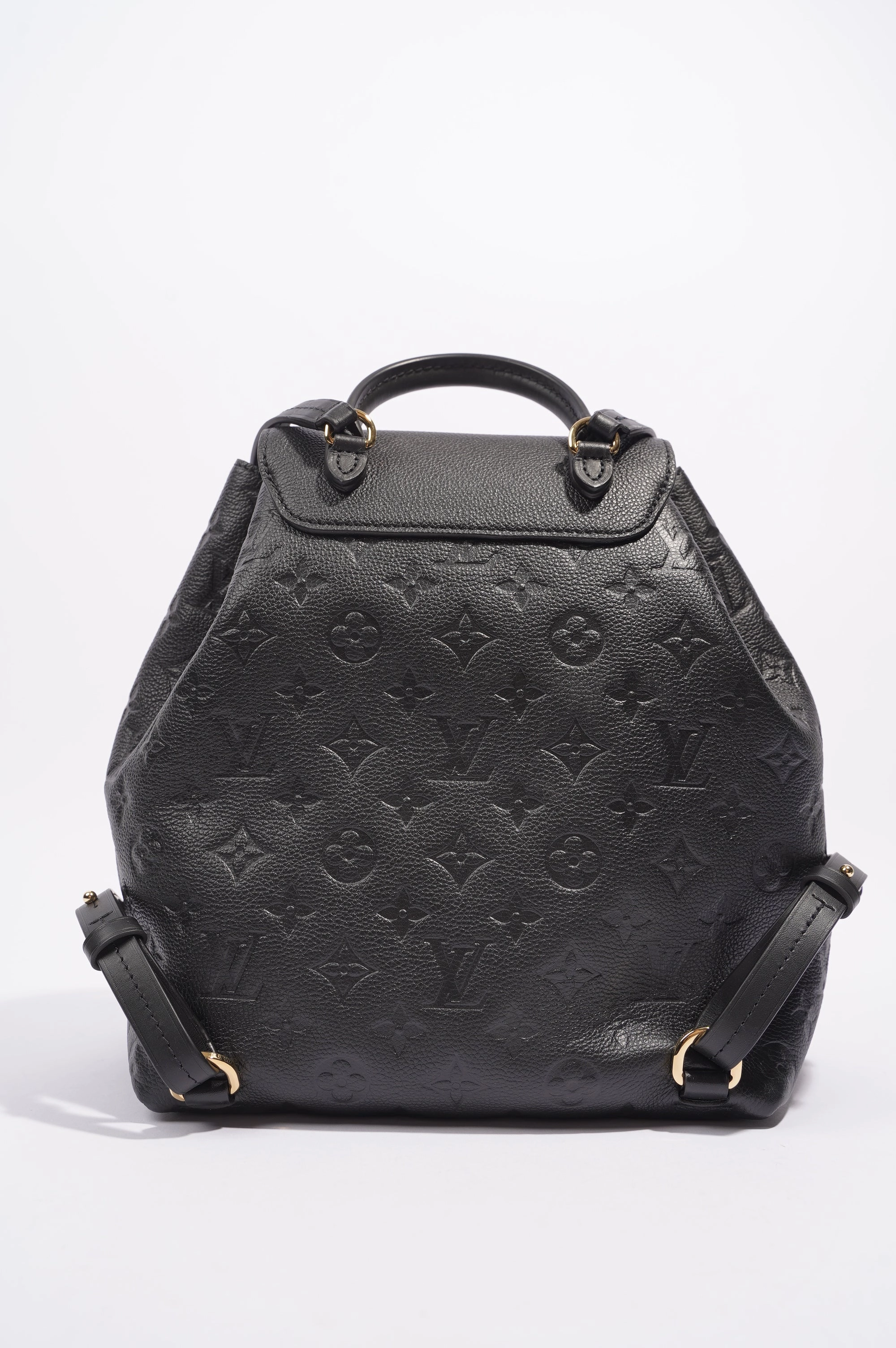 Louis Vuitton Womens Montsouris Backpack Daypack Black Leather PM