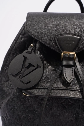 Louis Vuitton Womens Montsouris Backpack Daypack Black Leather PM