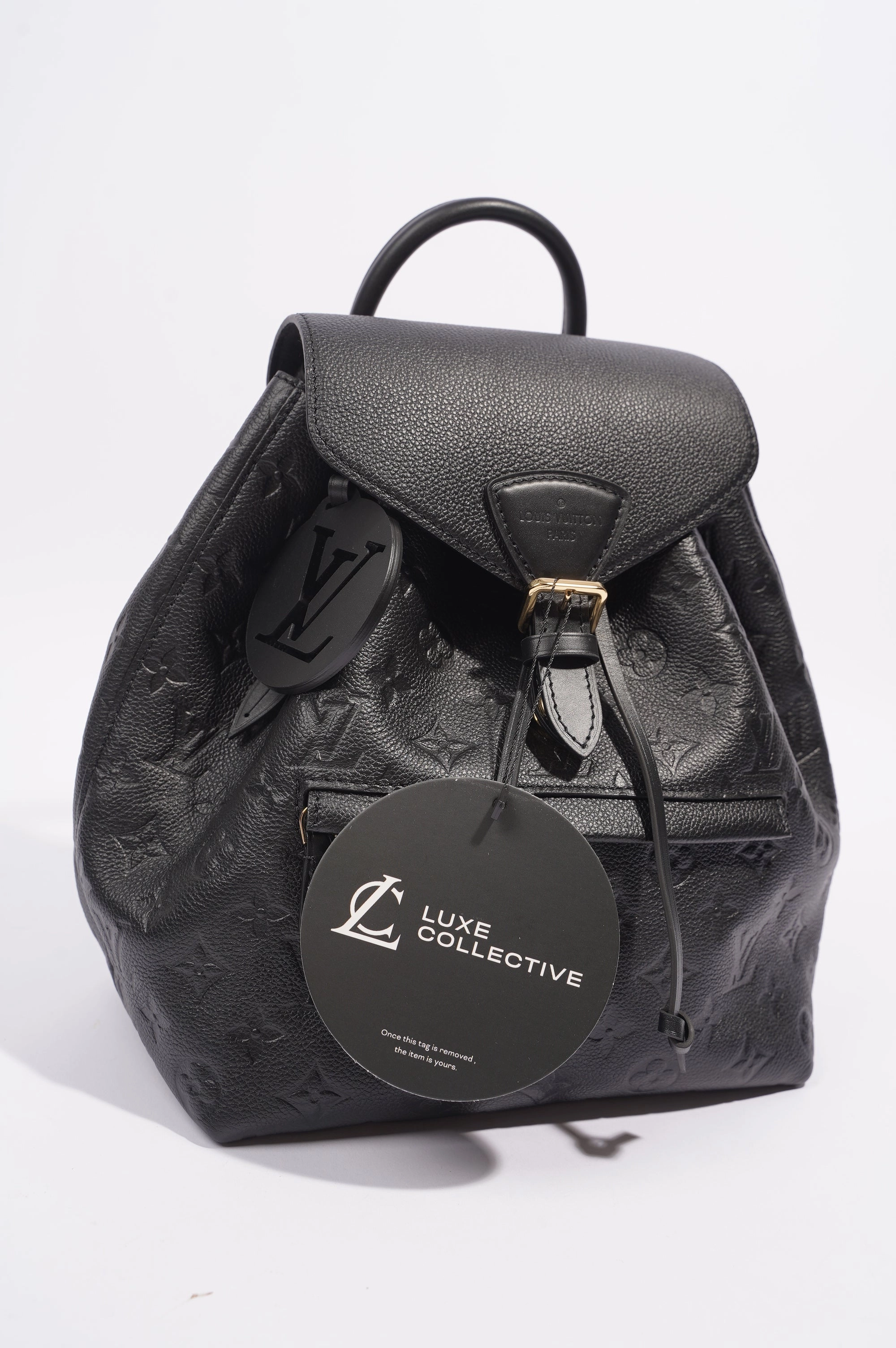 Louis Vuitton Womens Montsouris Backpack Daypack Black Leather PM