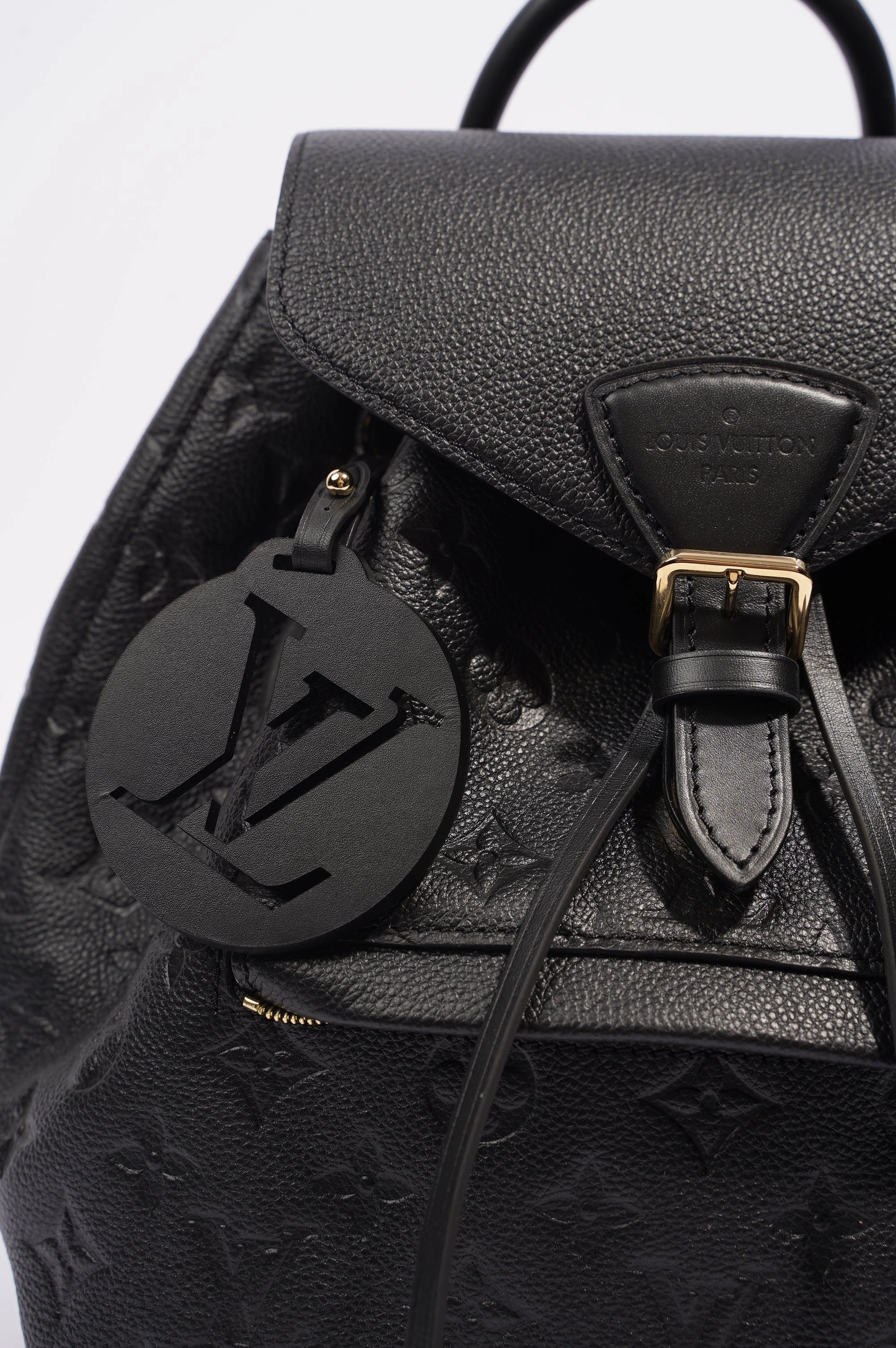Louis Vuitton Womens Montsouris Backpack Daypack Black Leather PM