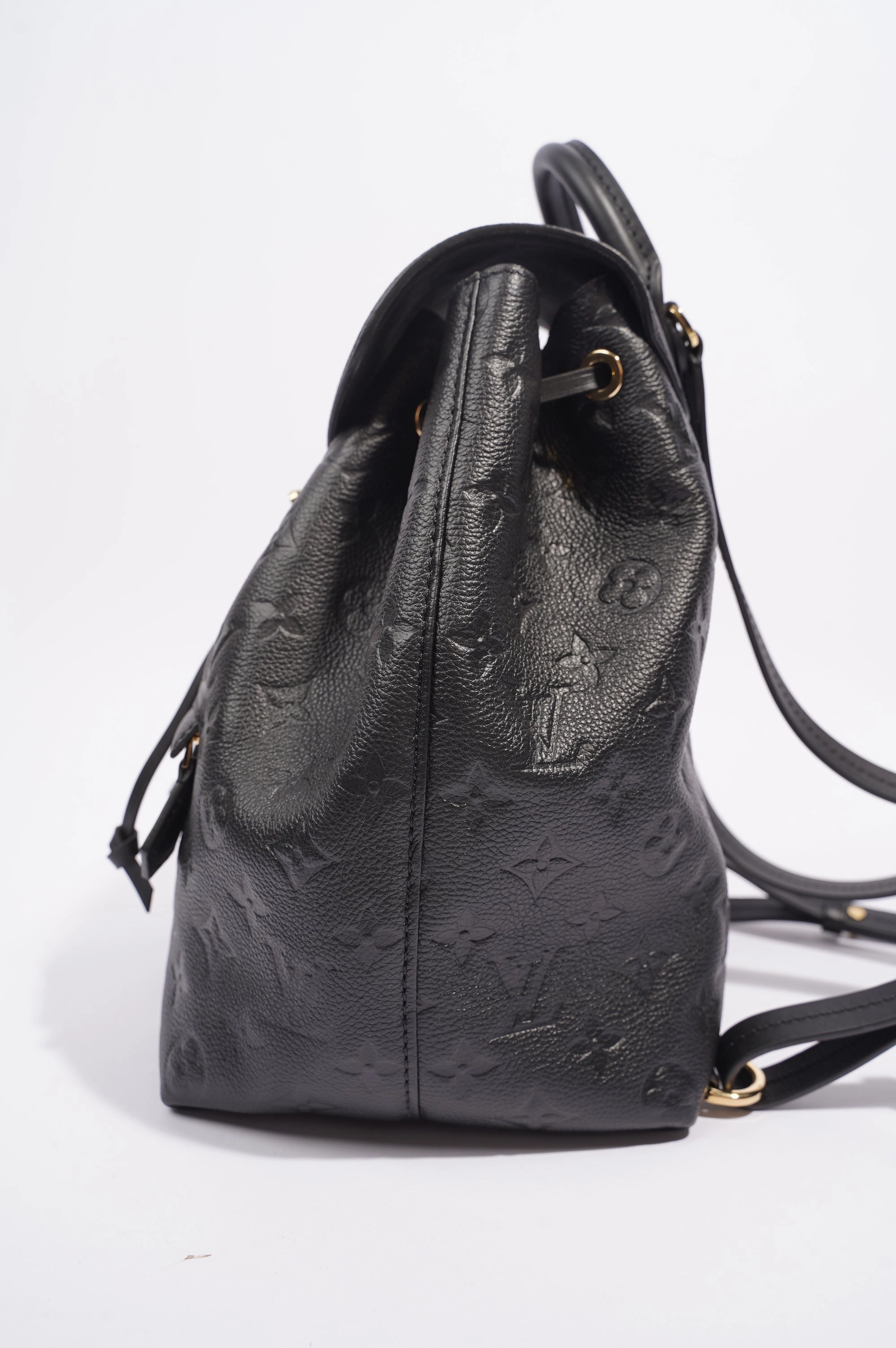 Louis Vuitton Womens Montsouris Backpack Daypack Black Leather PM