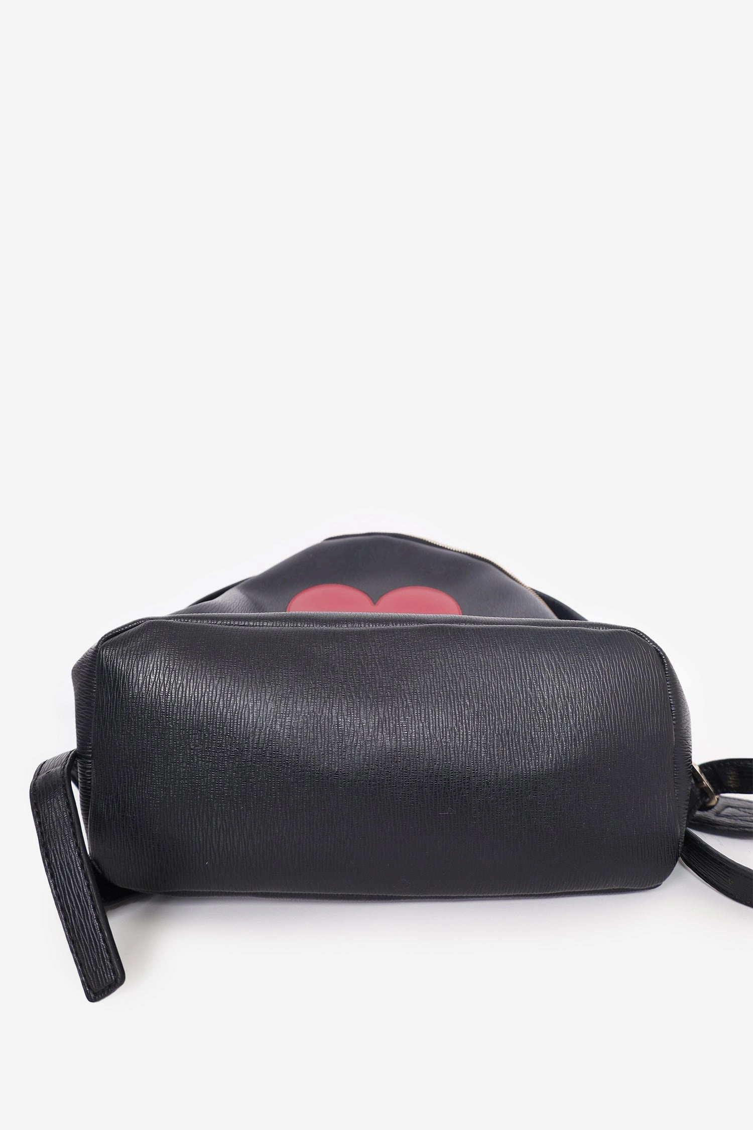 Love Moschino Black Leather Red Heart Backpack