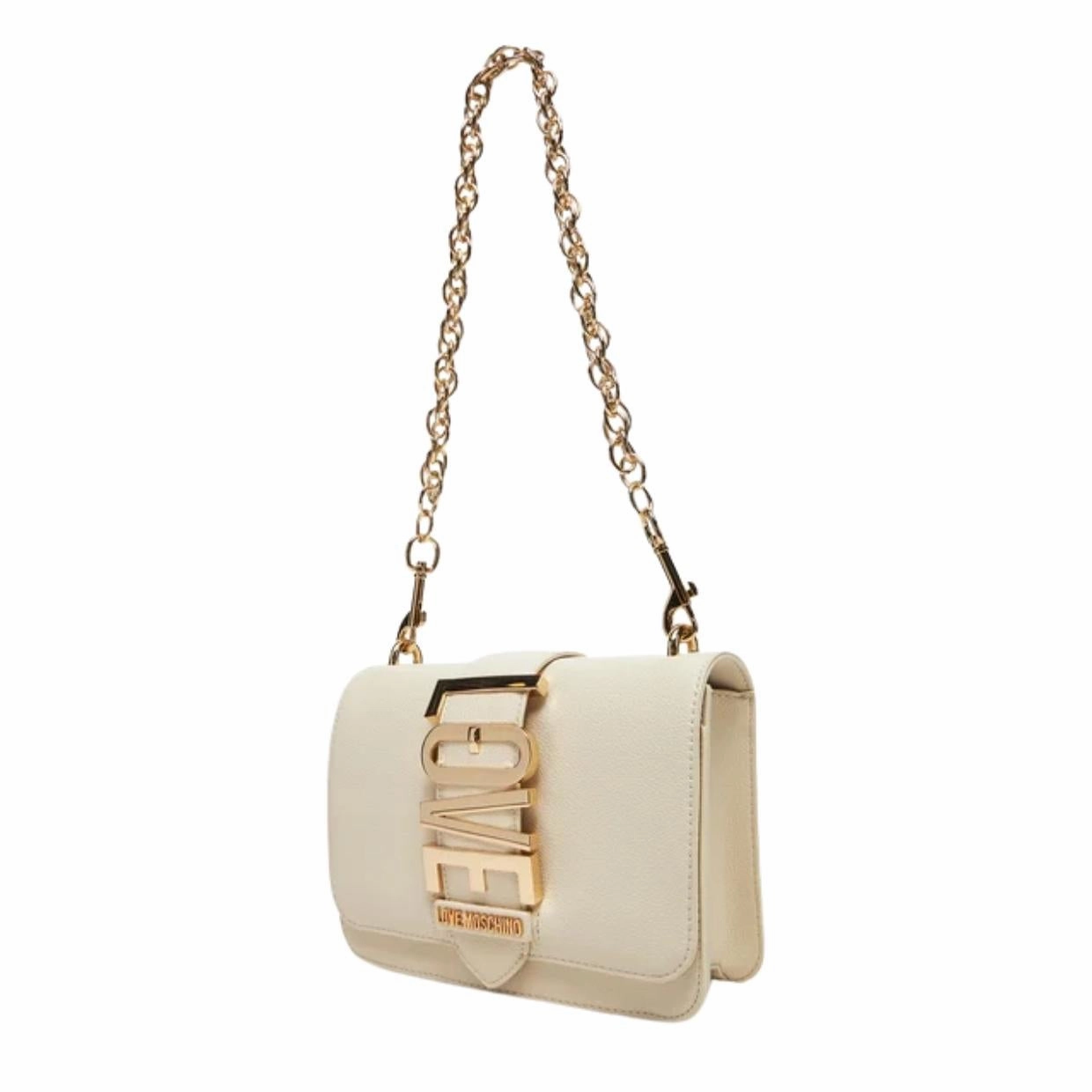 Love Moschino Logo Plaque Ivory Shoulder Bag