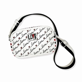 Love Scroll Crossbody Bag In White - Multi