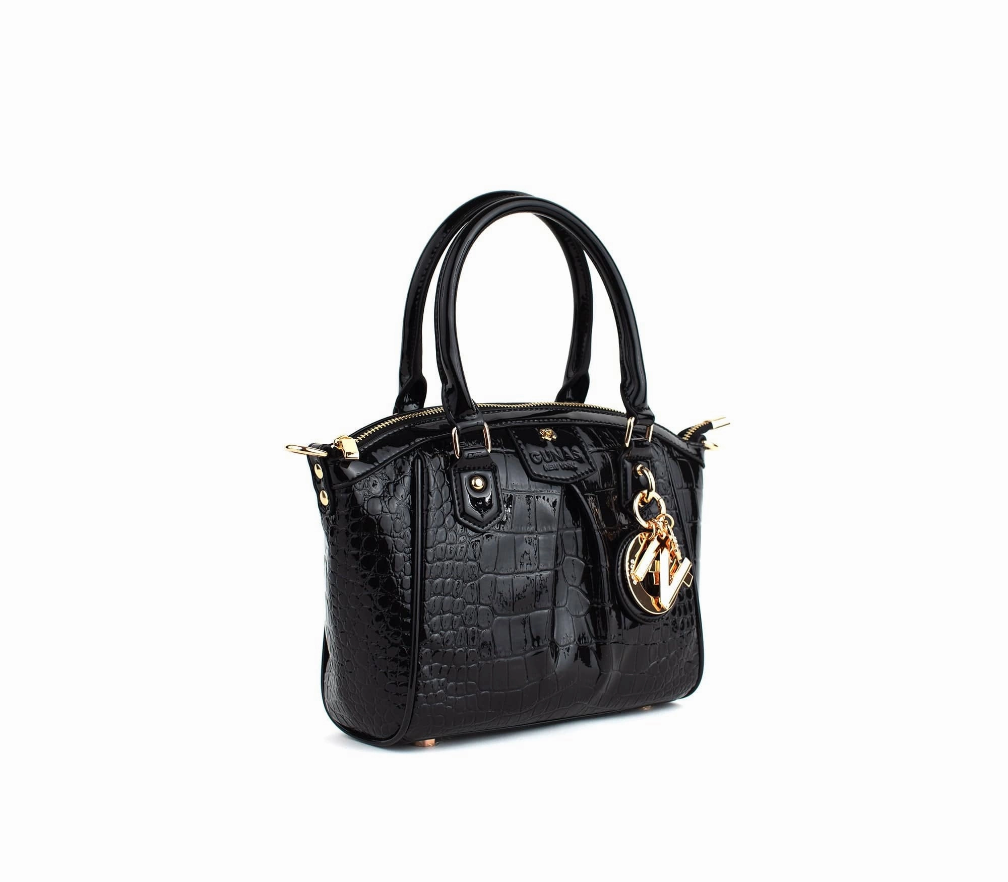 Madison Mini Croc Vegan Leather Bag | Black