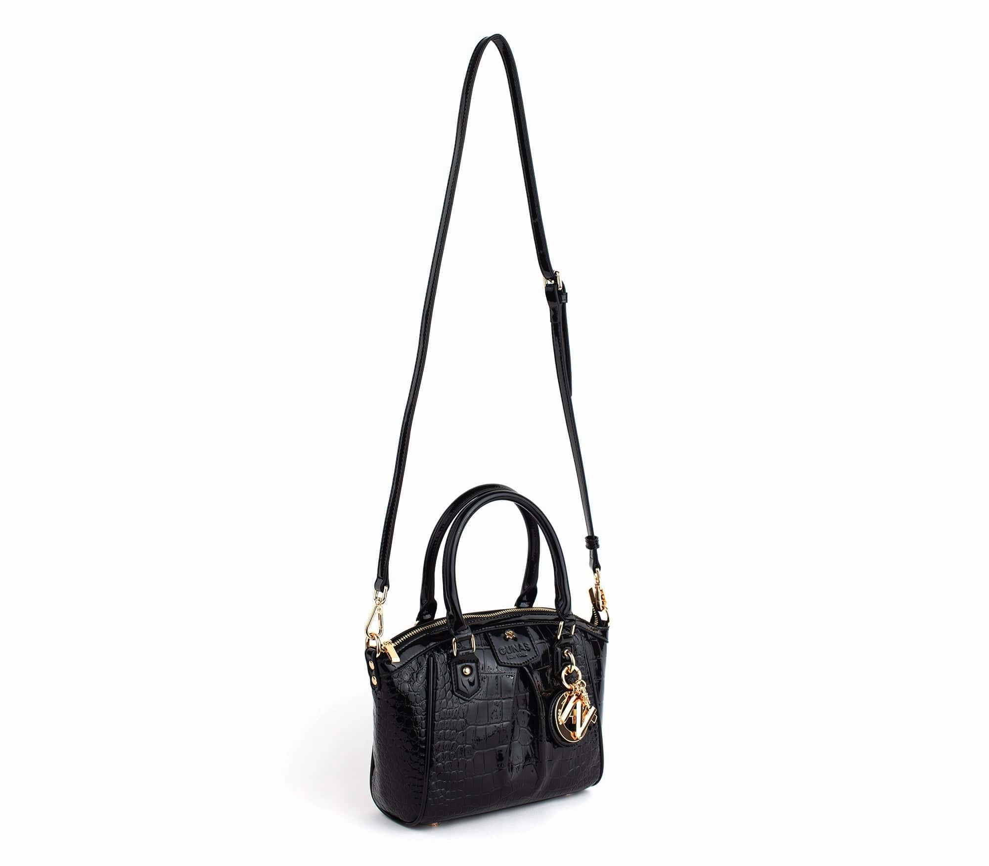 Madison Mini Croc Vegan Leather Bag | Black