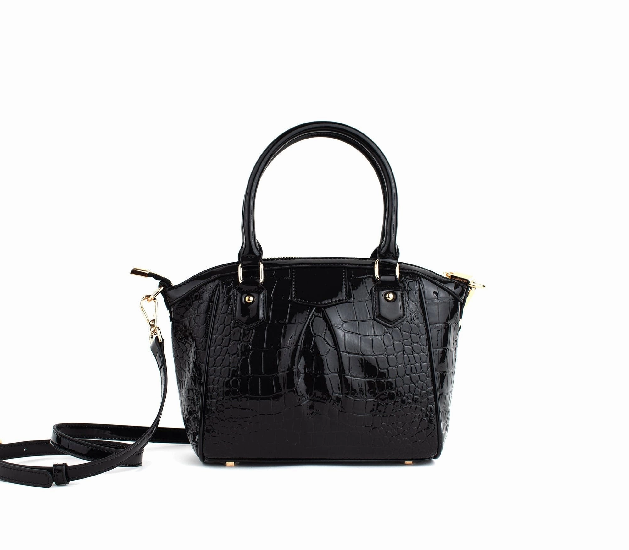 Madison Mini Croc Vegan Leather Bag | Black
