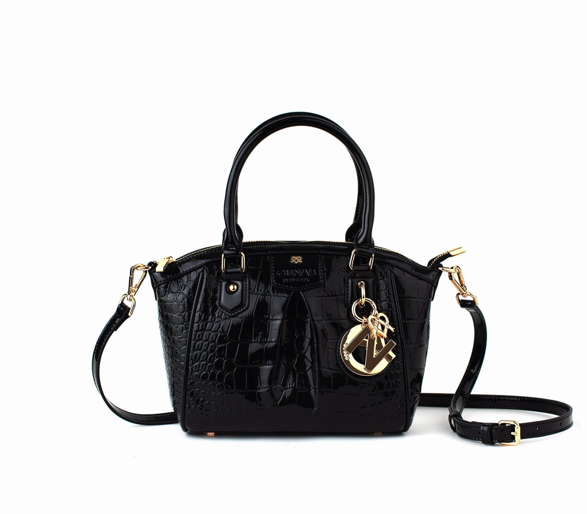 Madison Mini Croc Vegan Leather Bag | Black