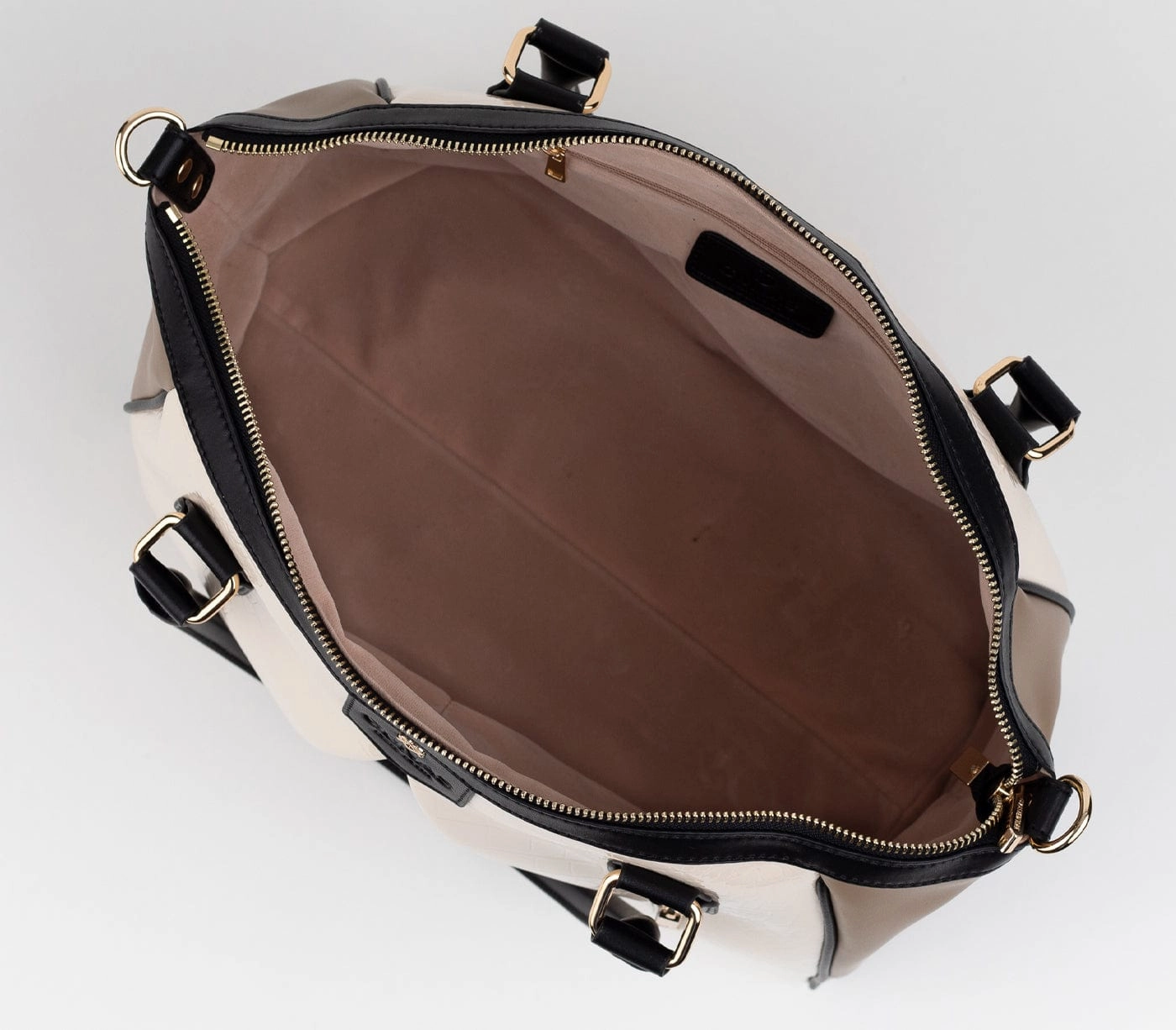 Madison Vegan Leather Handbag | Beige Trio