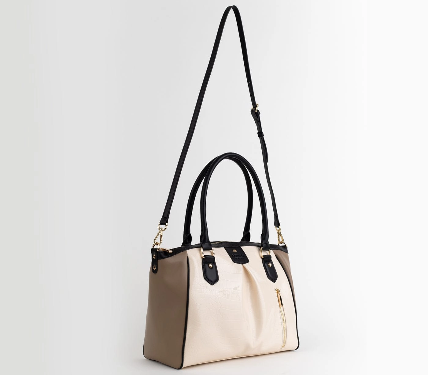 Madison Vegan Leather Handbag | Beige Trio