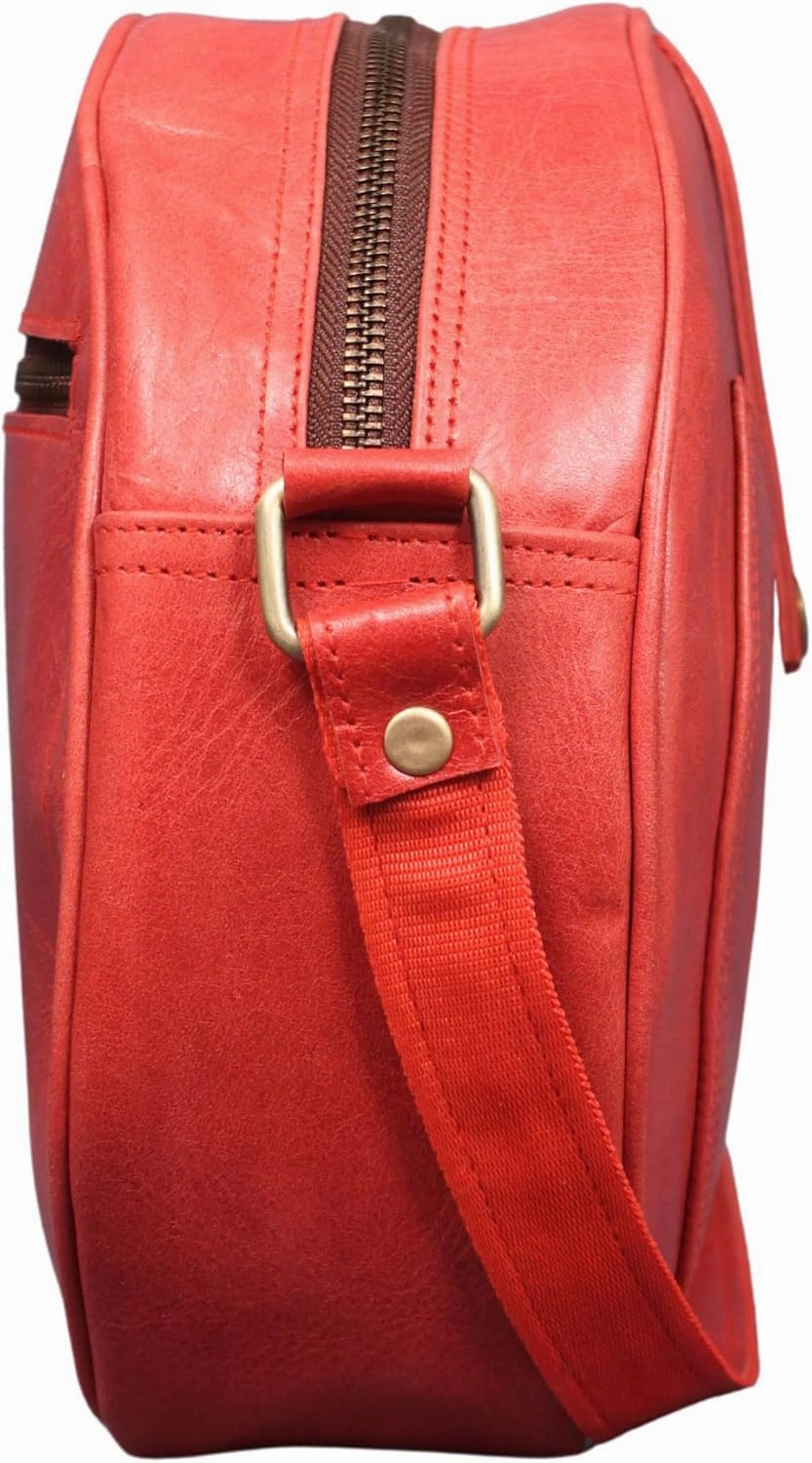 Madosh, Round Genuine Leather Crossbody Bag Girls Side Sling Cross-Over Handbag