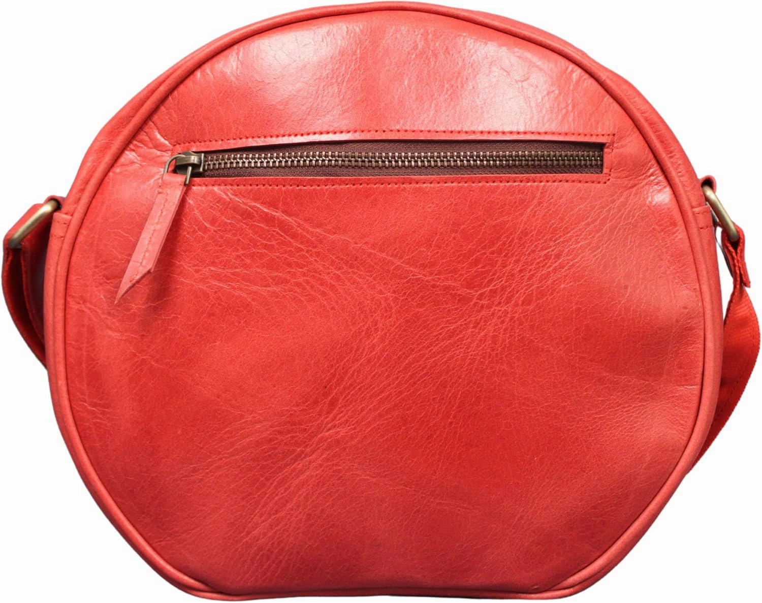 Madosh, Round Genuine Leather Crossbody Bag Girls Side Sling Cross-Over Handbag