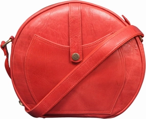 Madosh, Round Genuine Leather Crossbody Bag Girls Side Sling Cross-Over Handbag