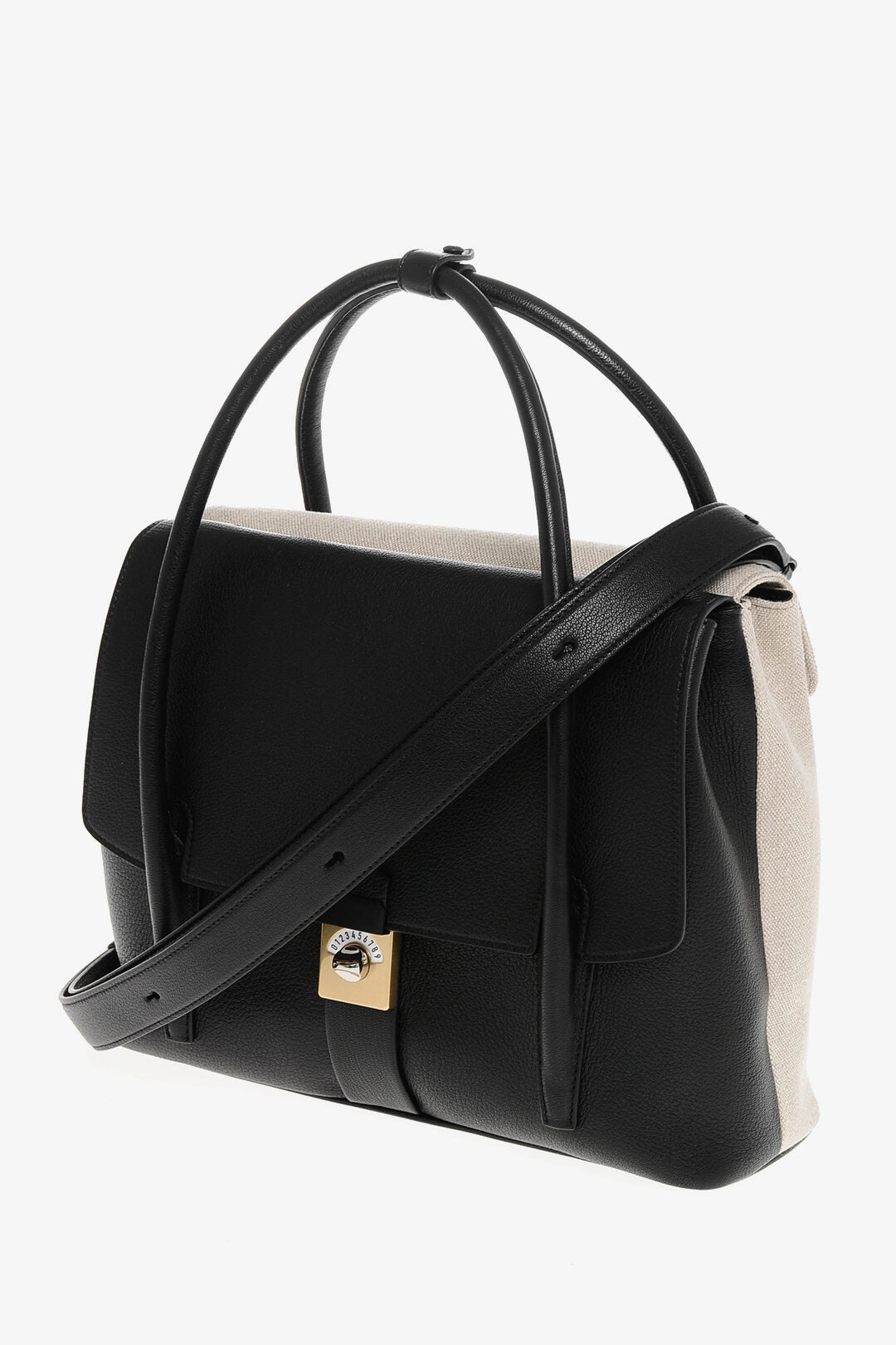 Maison Margiela Canvas And Leather Tote Bag With Adjustable Shoulder Strap