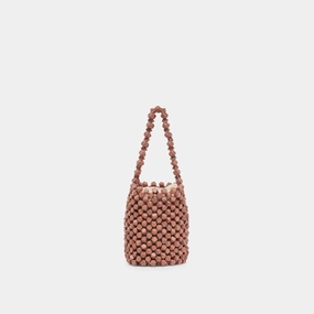 MALOU HANDBAG BROWN WOOD BEADED