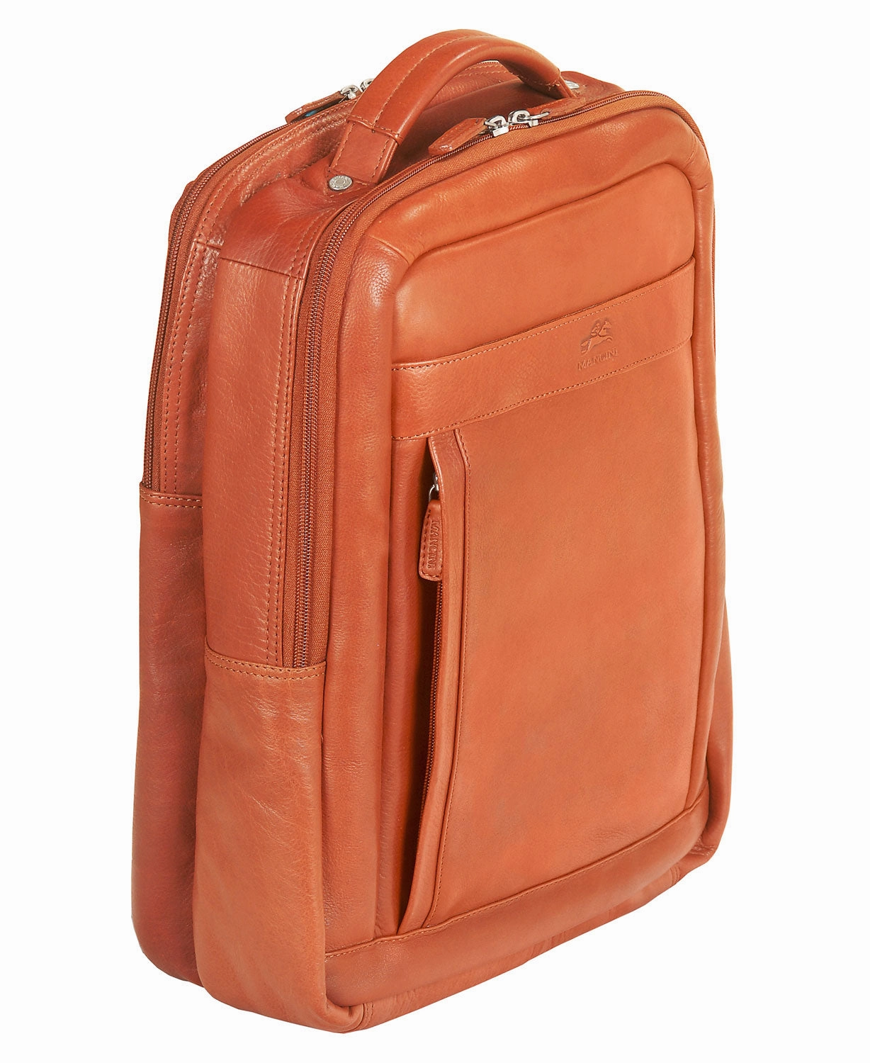 Mancini Leather Backpack for 15.6" Laptop / Tablet, 12" x 5.25" x 15", Cognac