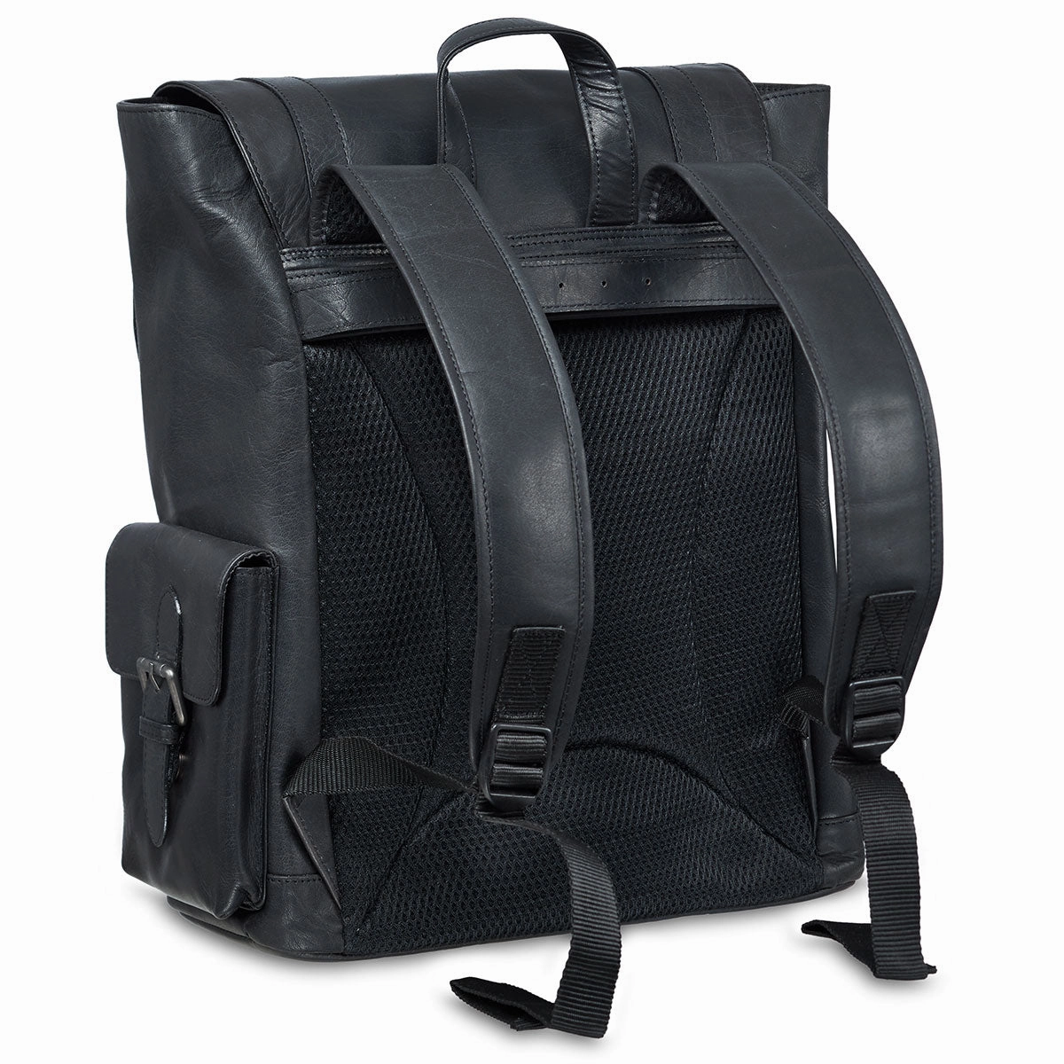Mancini Leather Backpack for 15'' Laptop, 12.75" x 5.25" x 14.5", Black