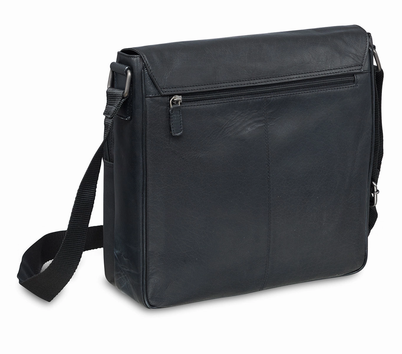 Mancini Leather Crossover Bag for 12" Laptop / Tablet with RFID Secure Pocket, 12" x 3" x 12", Black