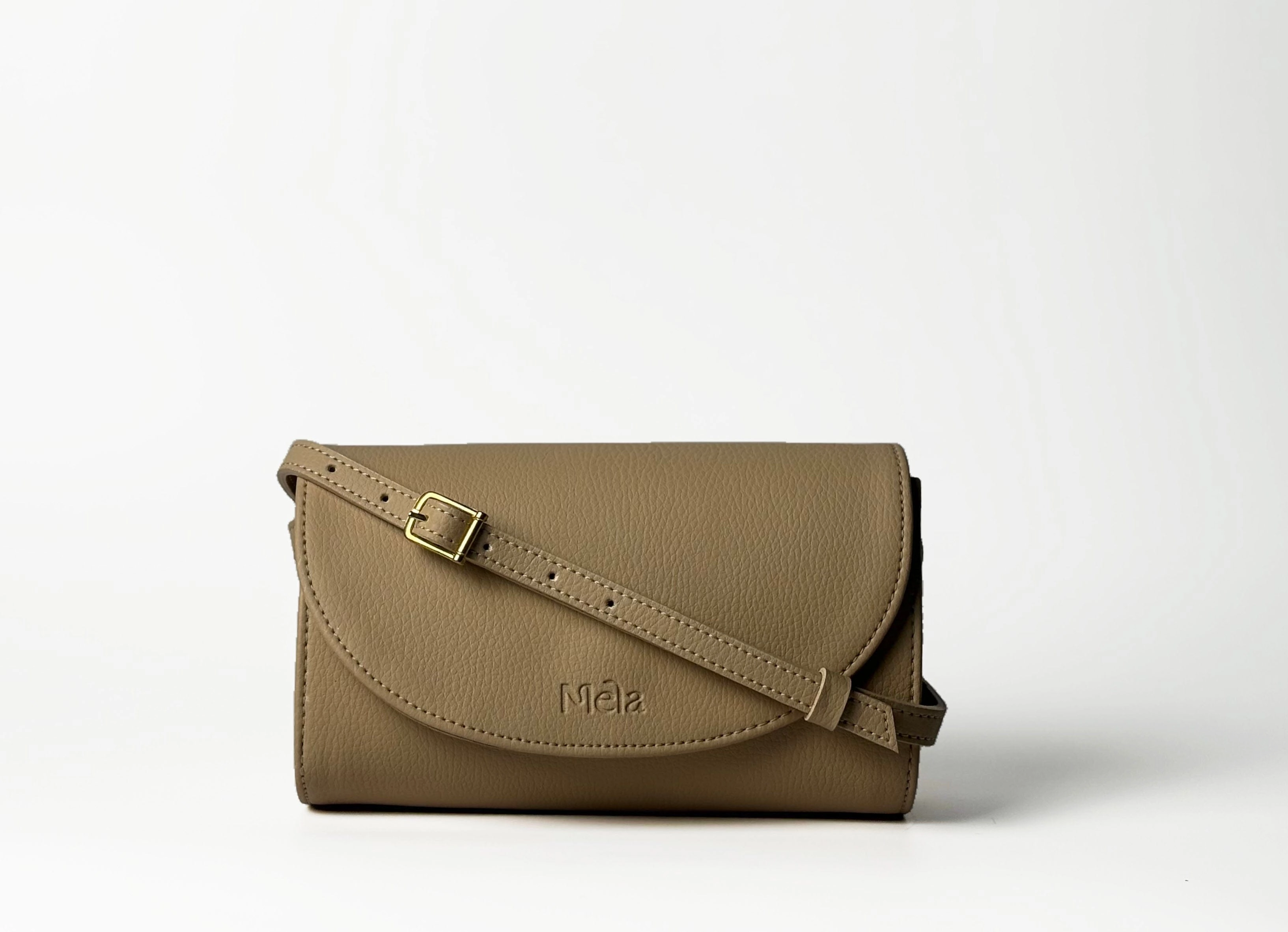Marlee Apple Leather Vegan Crossbody Bag | Beige