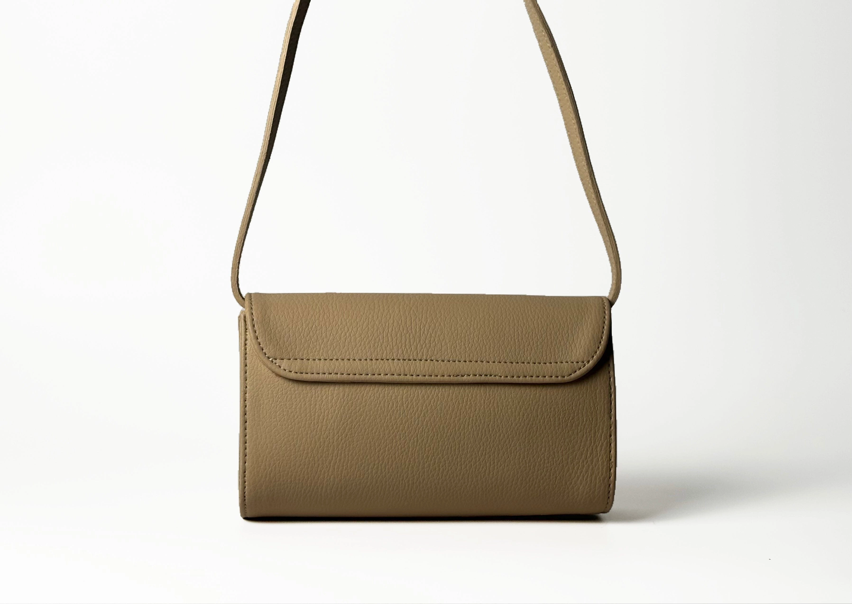 Marlee Apple Leather Vegan Crossbody Bag | Beige