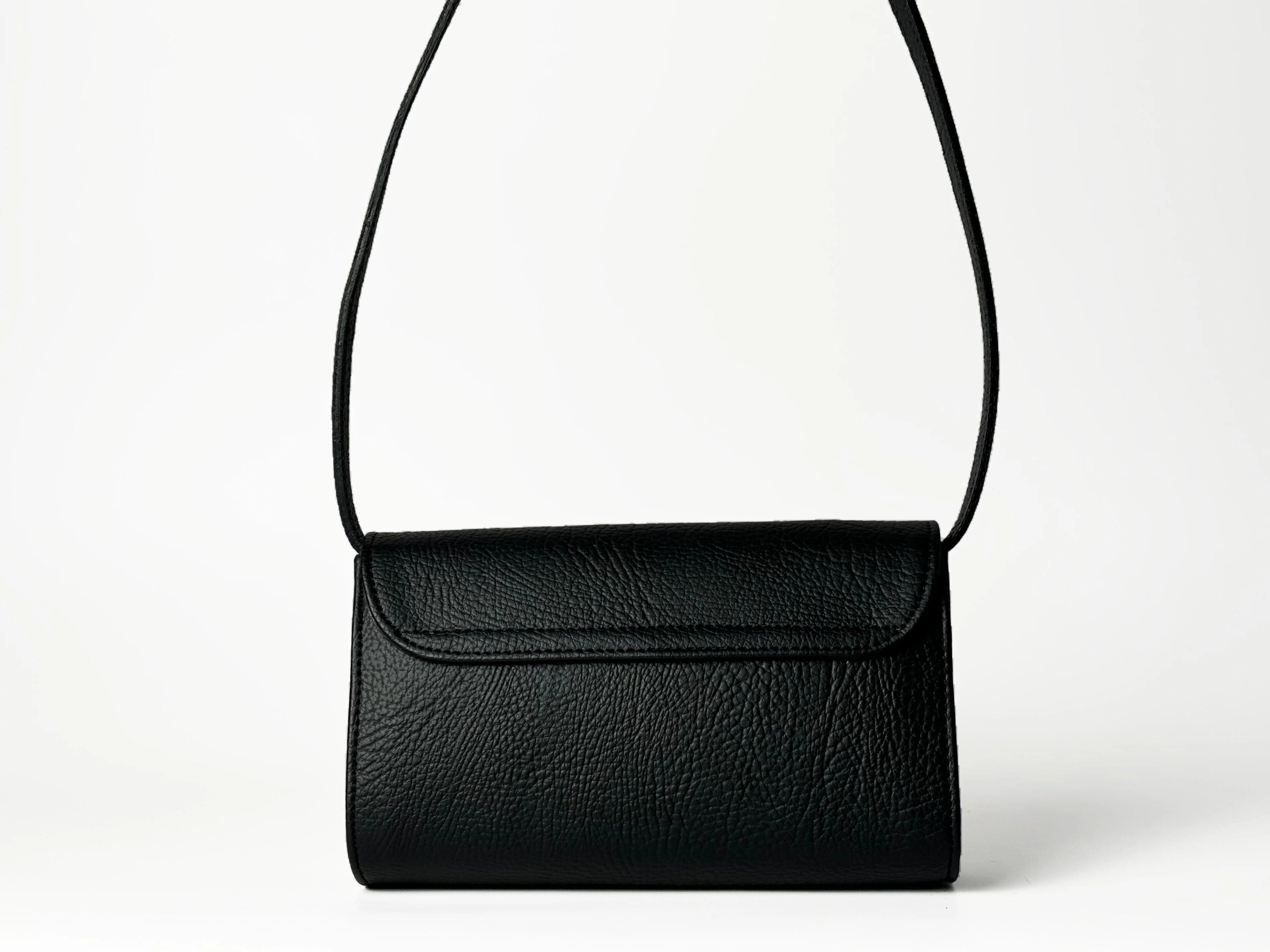Marlee Apple Leather Vegan Crossbody Bag | Black