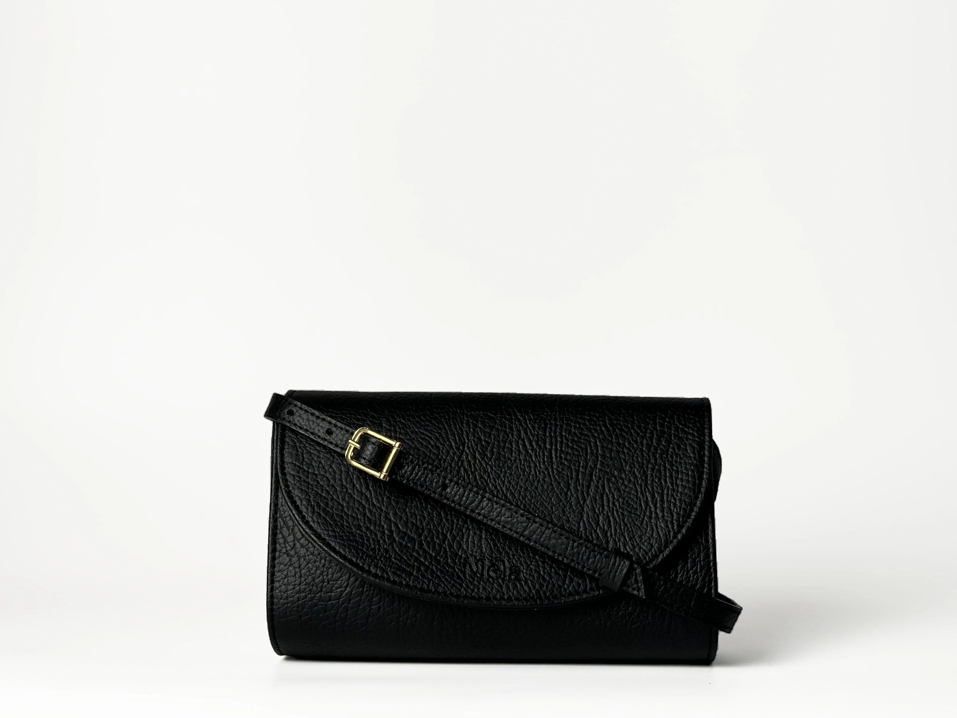 Marlee Apple Leather Vegan Crossbody Bag | Black