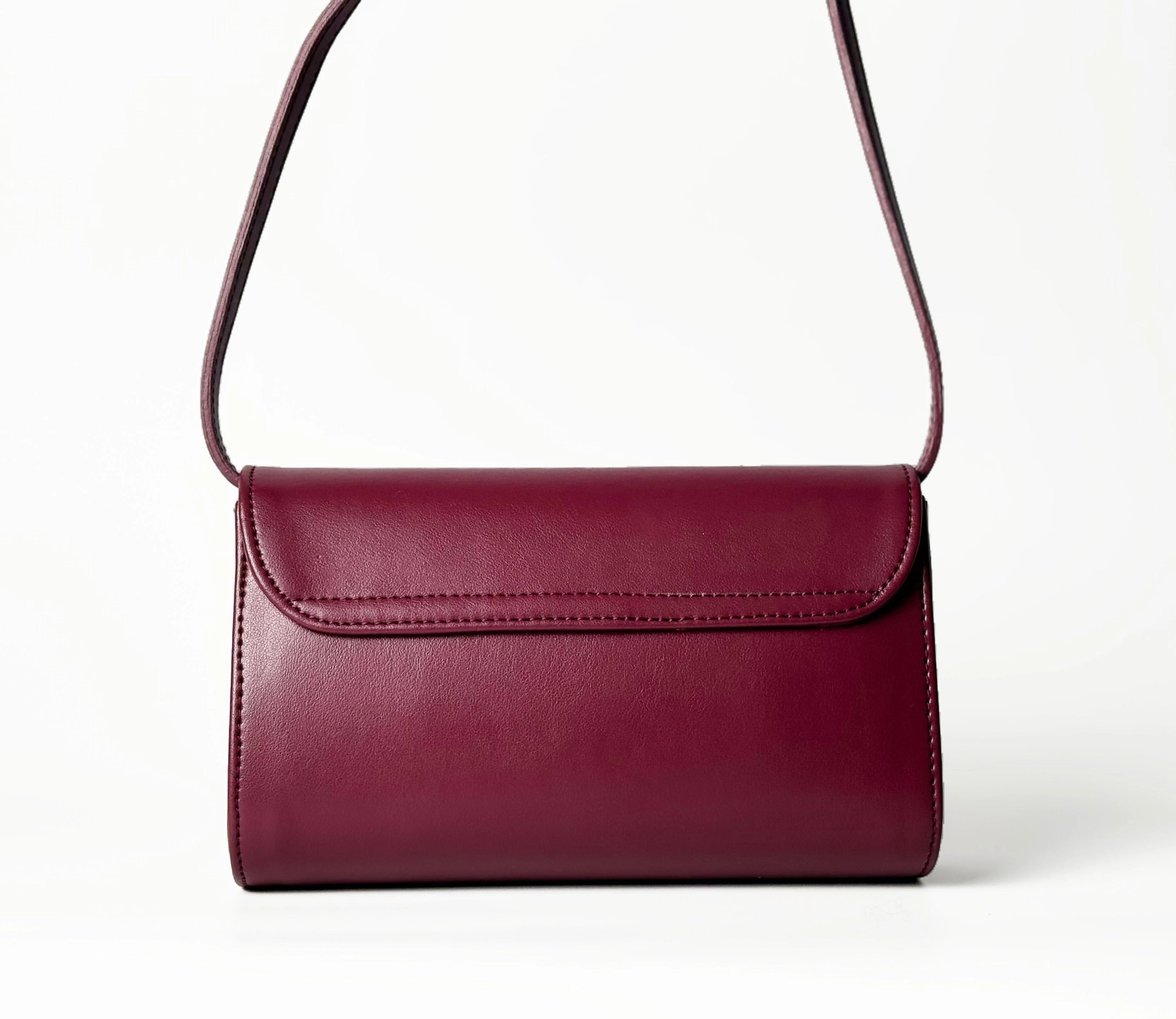 Marlee Apple Leather Vegan Crossbody Bag |  Deep Red
