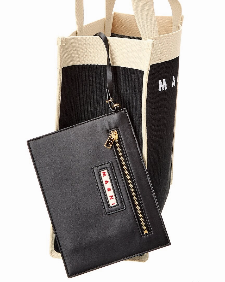 Marni Logo Jacquard Medium Canvas Tote