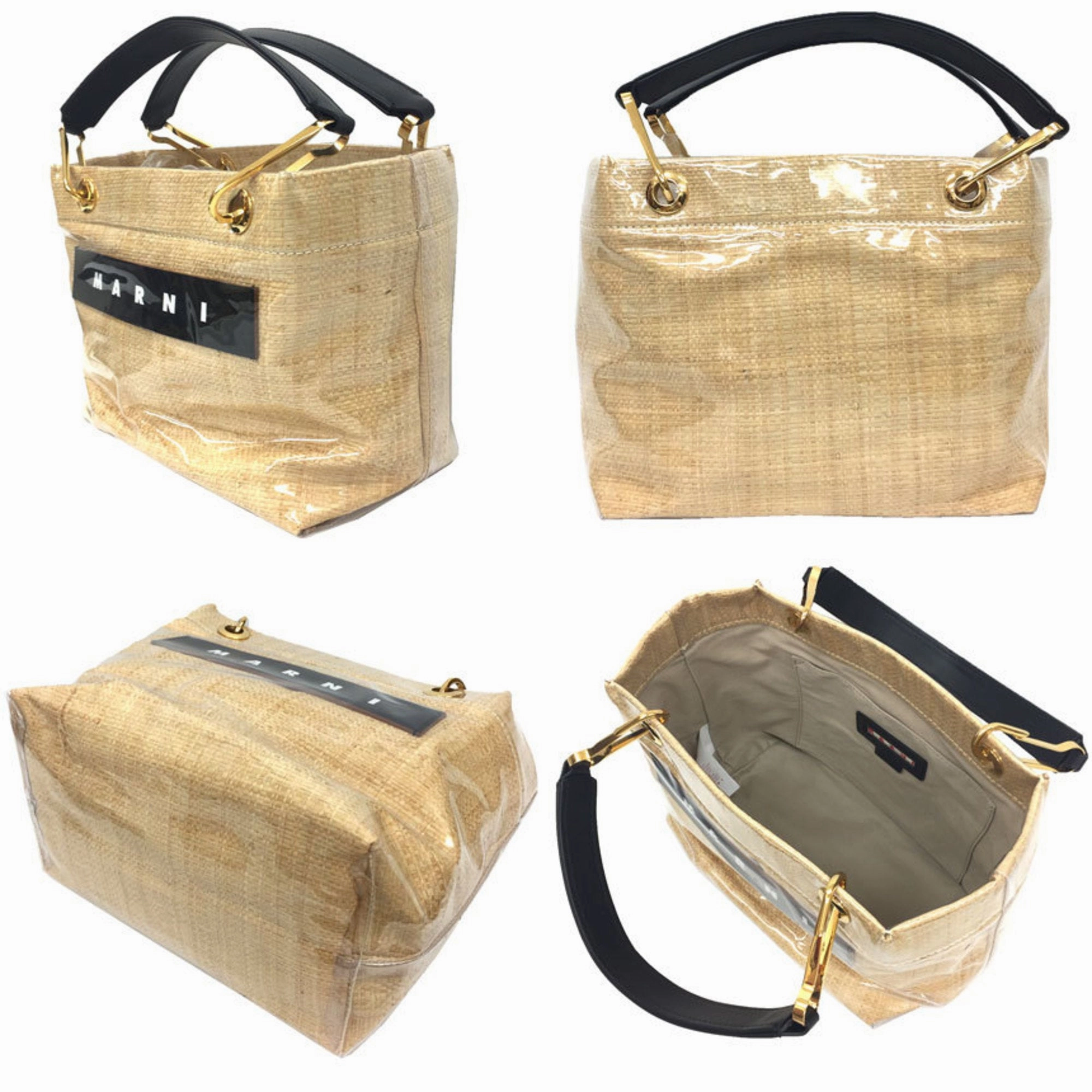 Marni Pvc Raffia Leather Tote Bag (Pre-Owned)