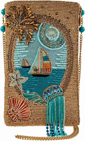Mary Frances Sail Away Beaded Crossbody Phone Bag with Adjustable Strap for Special Occasions, Multicolor