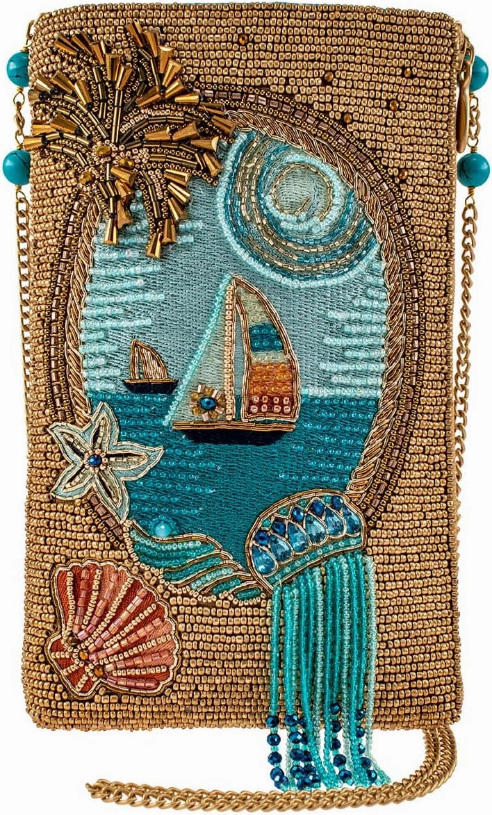Mary Frances Sail Away Beaded Crossbody Phone Bag with Adjustable Strap for Special Occasions, Multicolor
