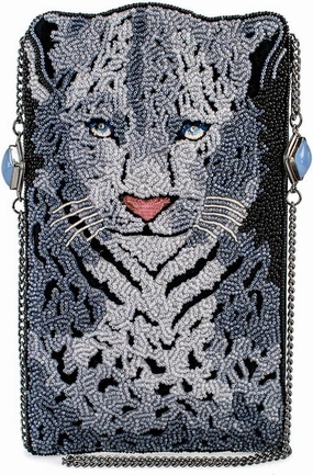Mary Frances Wild Cat Crossbody Phone Bag, Grey/Black