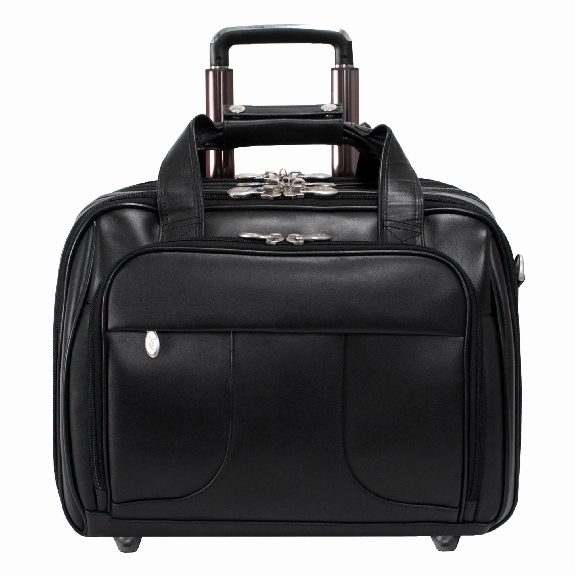 McKlein USA Chicago 15.6" Leather Wheeled Laptop with Removable Briefcase