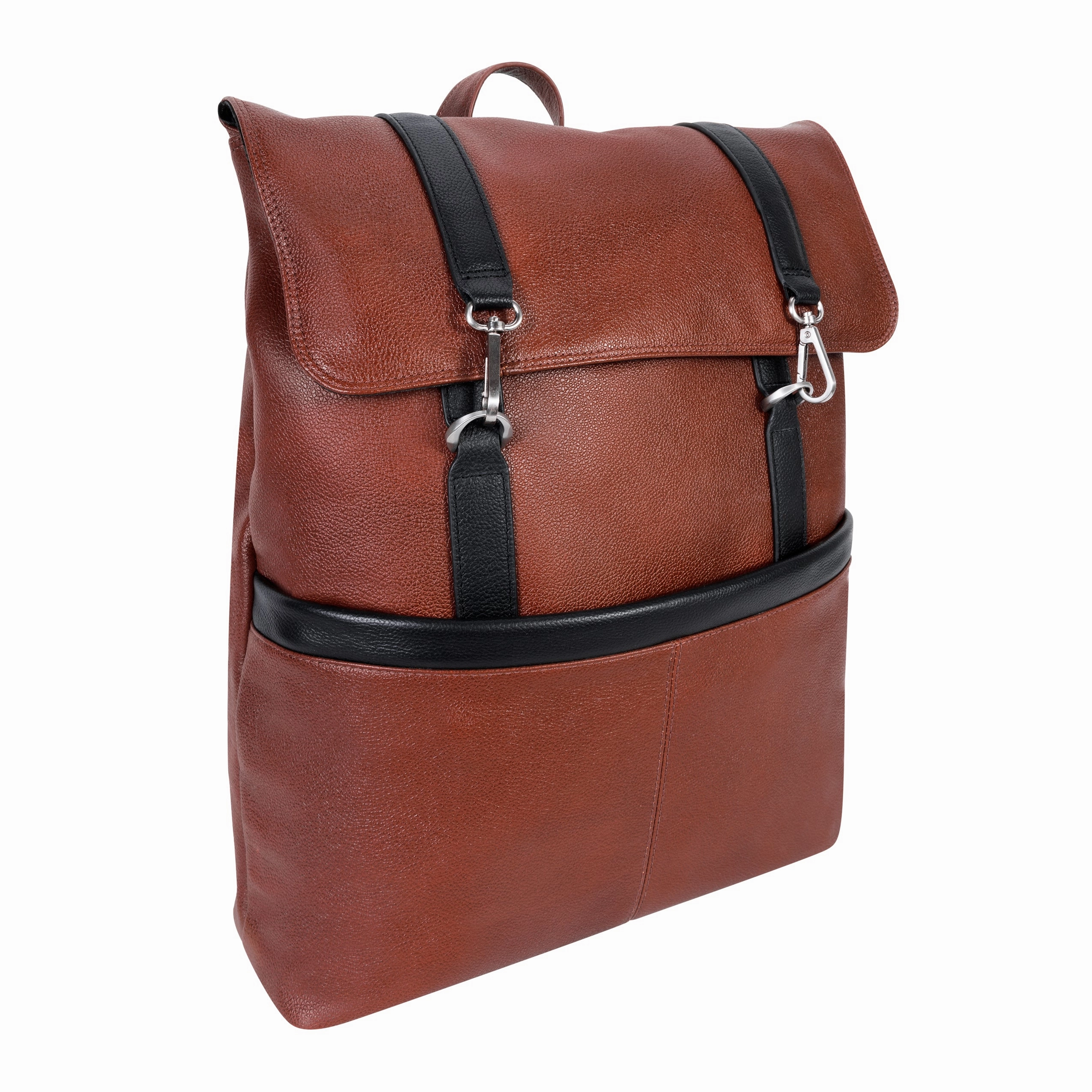 McKlein USA Element 17" Leather Two-Tone Flap-Over Laptop & Tablet Backpack