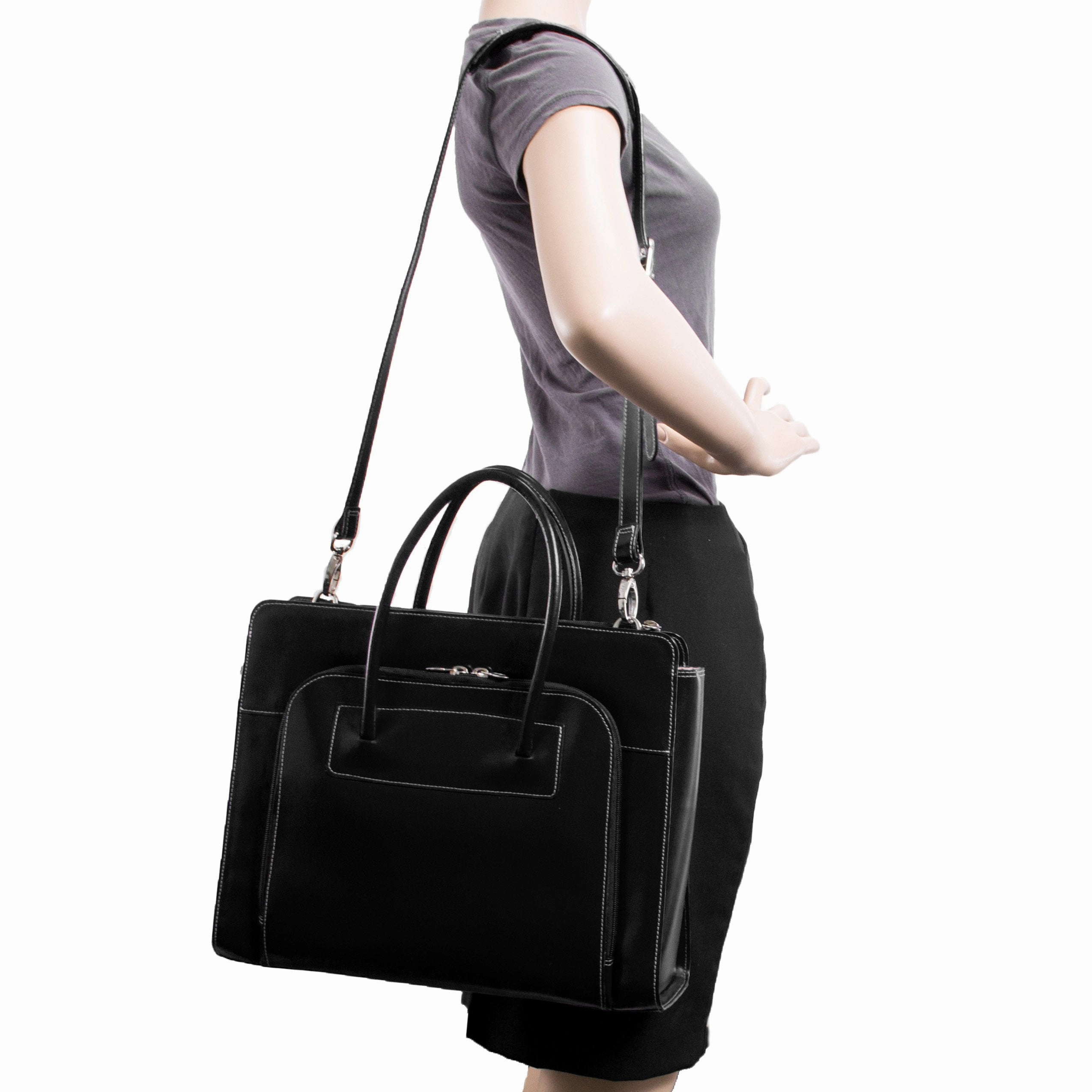 McKlein USA Lake Forest 15.4" Leather Ladies' Laptop Briefcase w/ Removable Sleeve