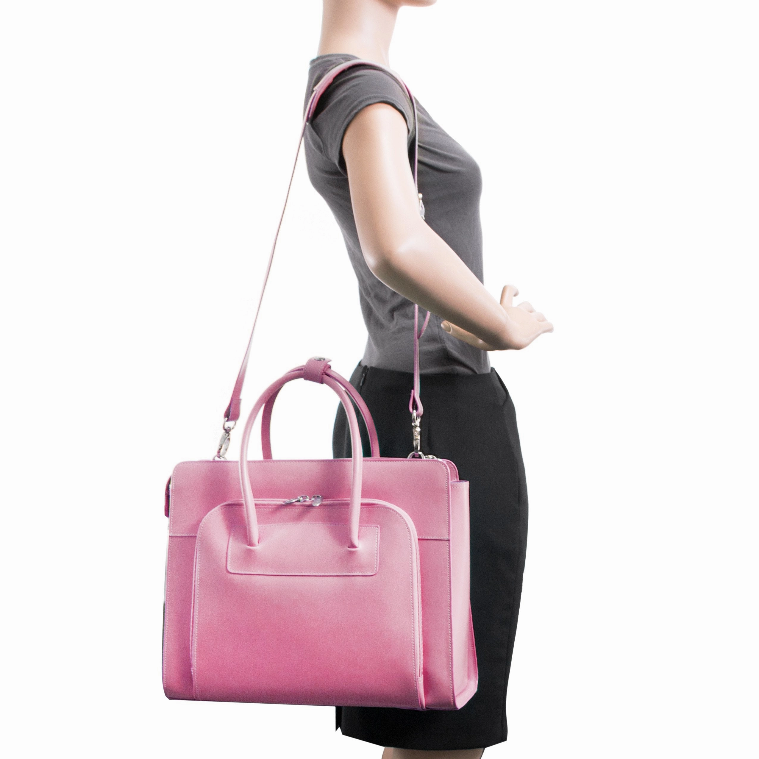 McKlein USA Lake Forest 15.4" Leather Ladies' Laptop Briefcase w/ Removable Sleeve